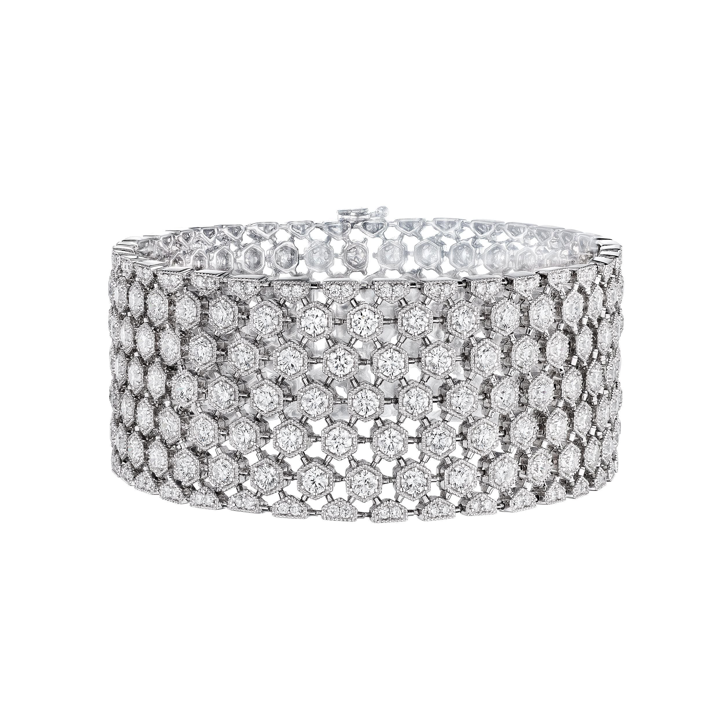 Leviev Honeycomb Brilliance Bracelet 14K White Gold Diamond Bracelet B-102