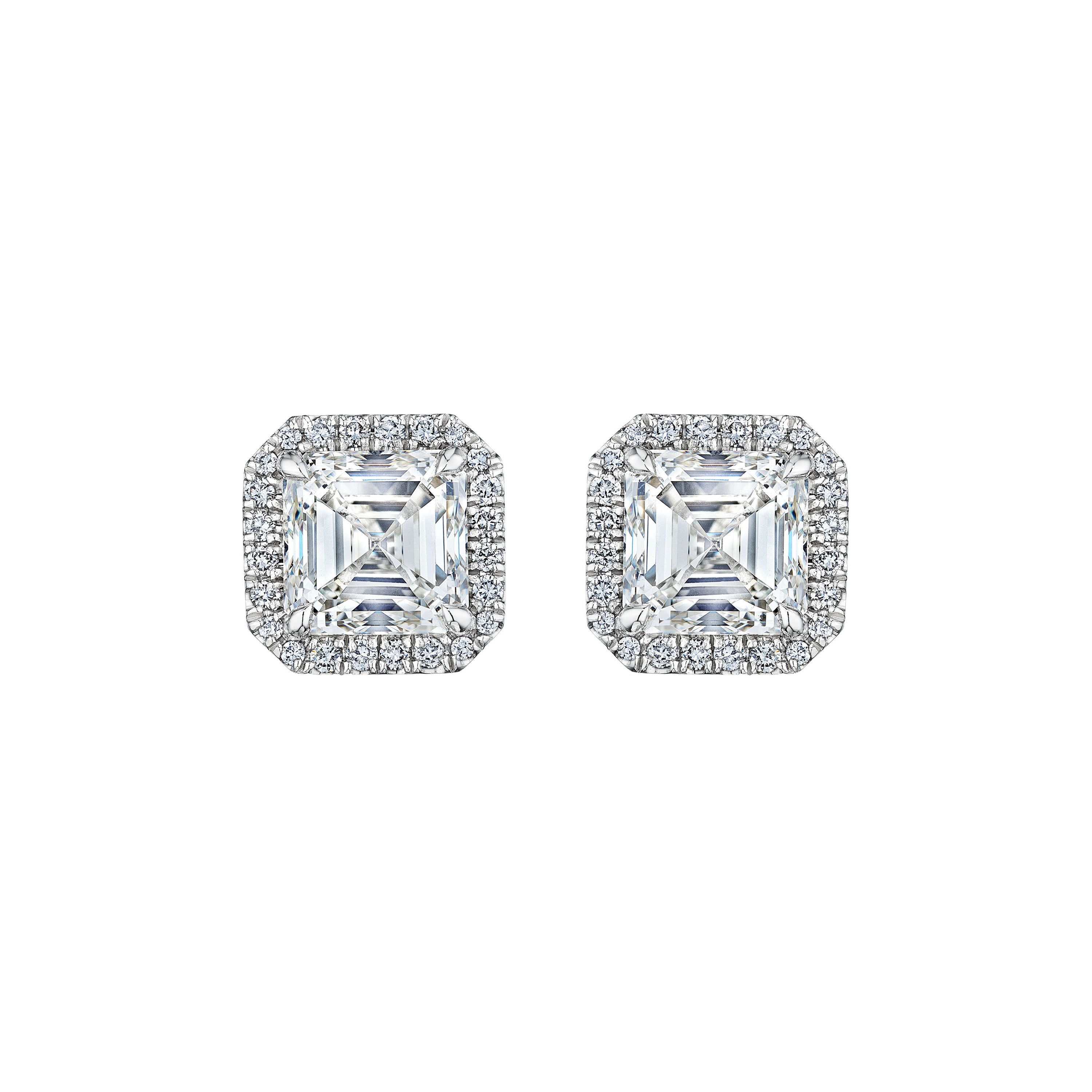 'Starlit Elegance' Platinum Diamond Earrings, 3.87 CT