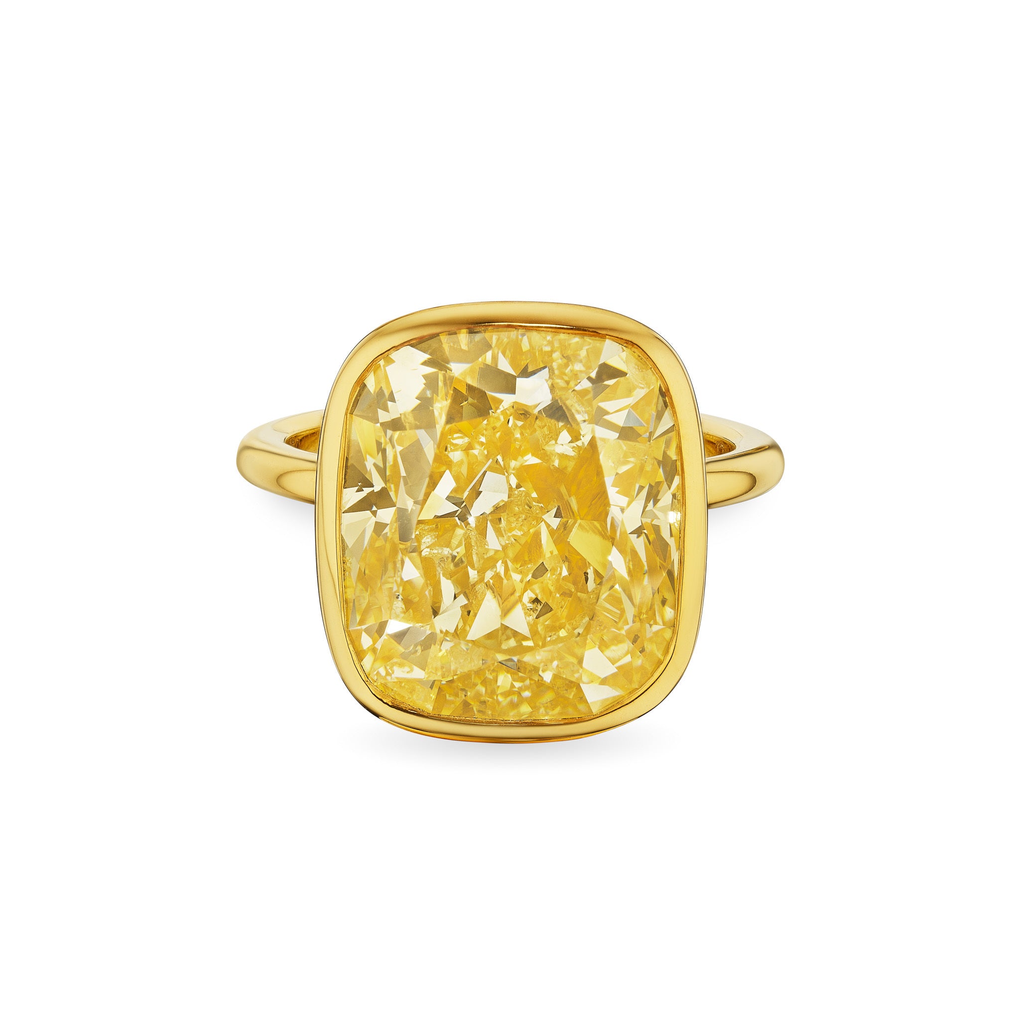 "Solaria" Fancy Yellow Cushion Cut Diamond Ring