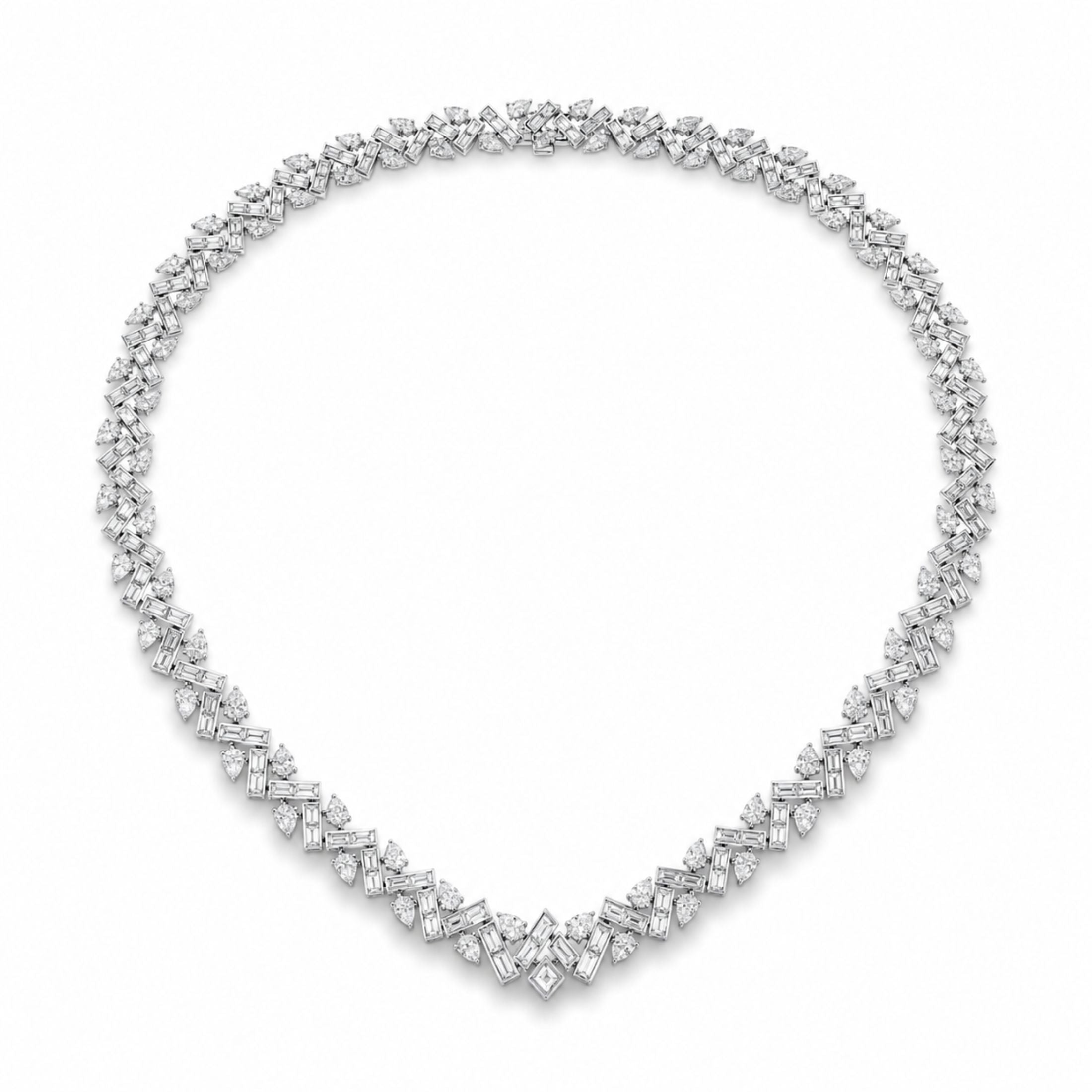 Celestia 29.97 Carat Diamond Tennis Necklace in 18K White Gold