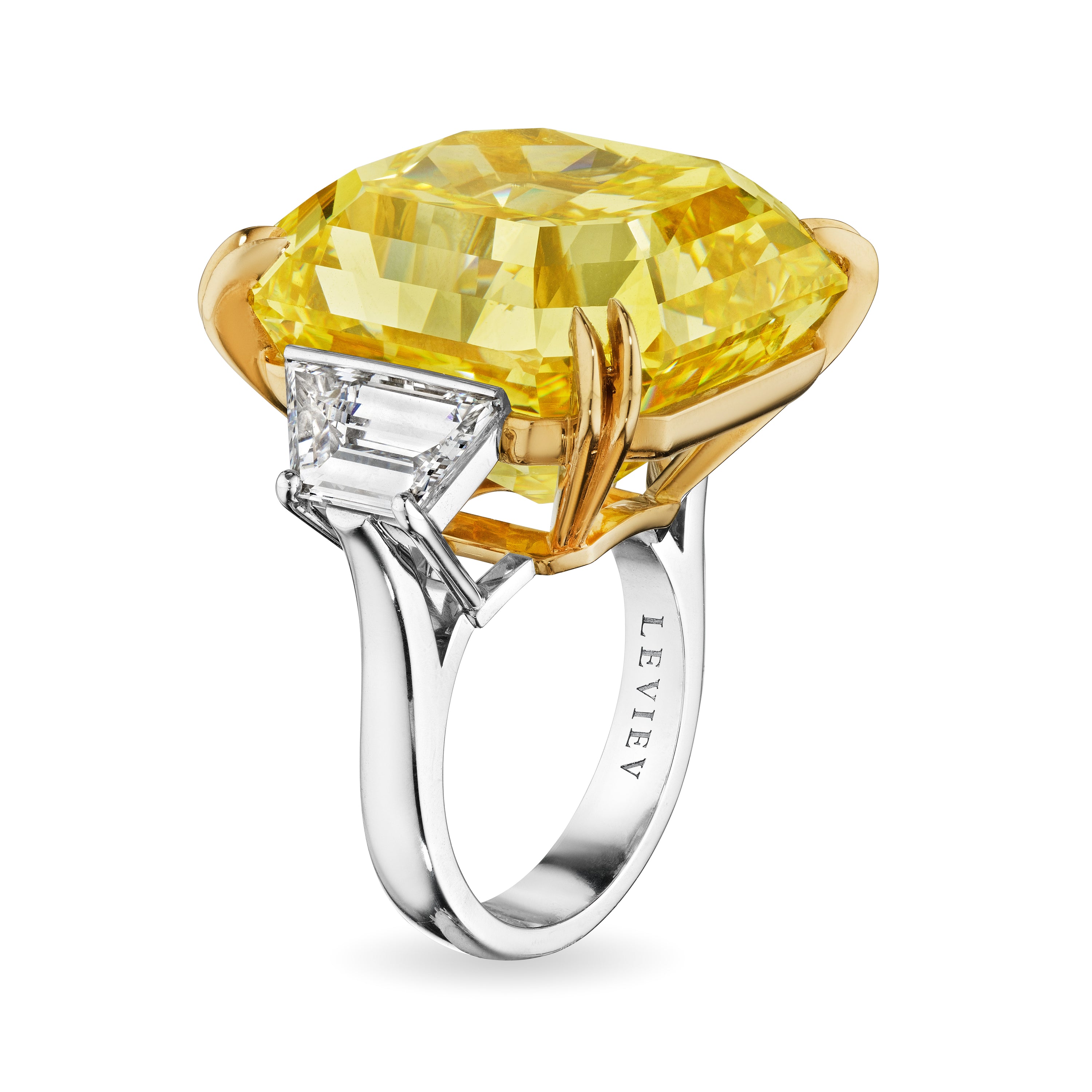 Radiant Cut Fancy Vivid Yellow Diamond Ring, 50 CT - LEVIEV