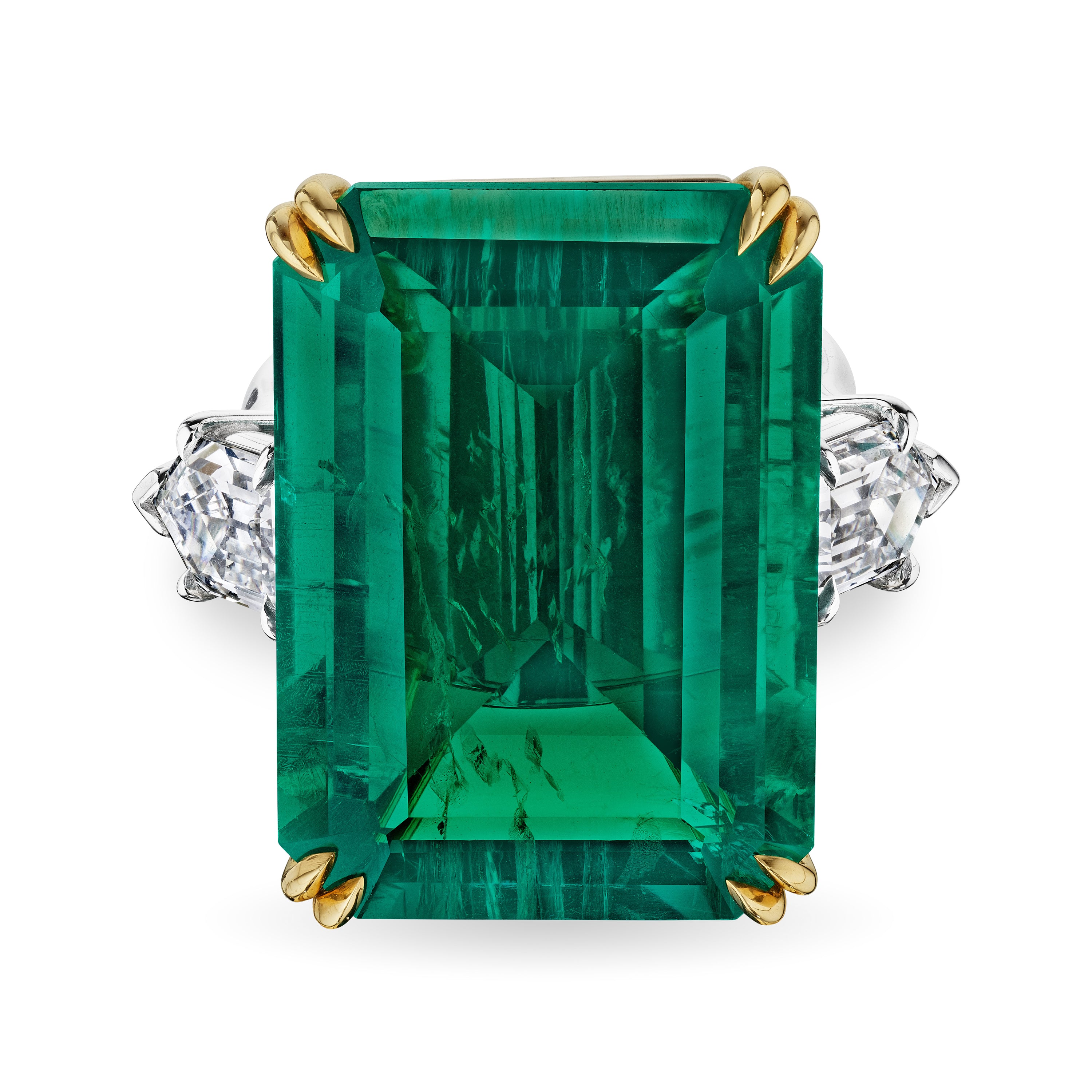 Emerald Cut Diamond Ring With Bullet Diamonds, 26 CT - LEVIEV