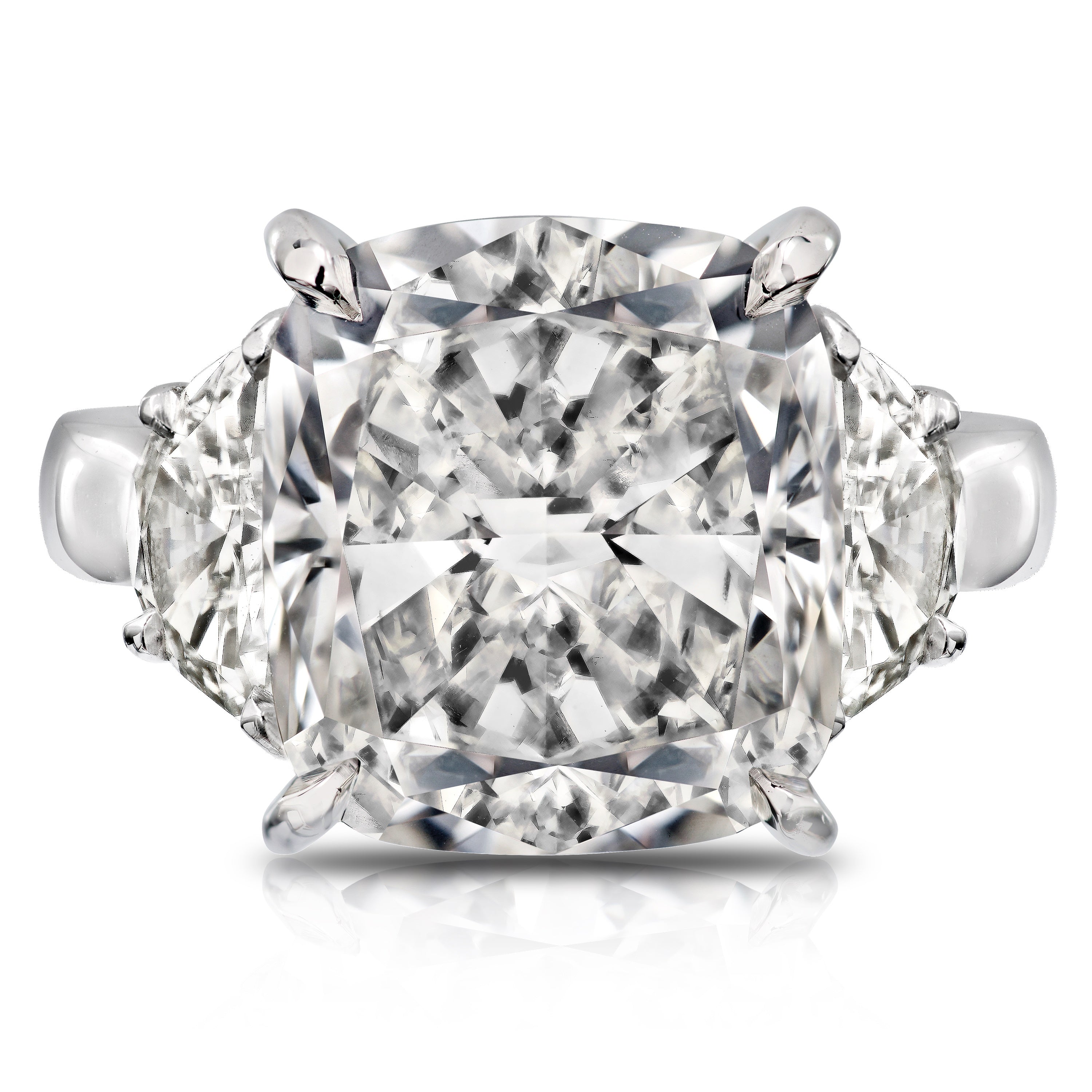 Cushion Cut Diamond Ring with Tapered Baguettes, 5 CT - Rings - Leviev