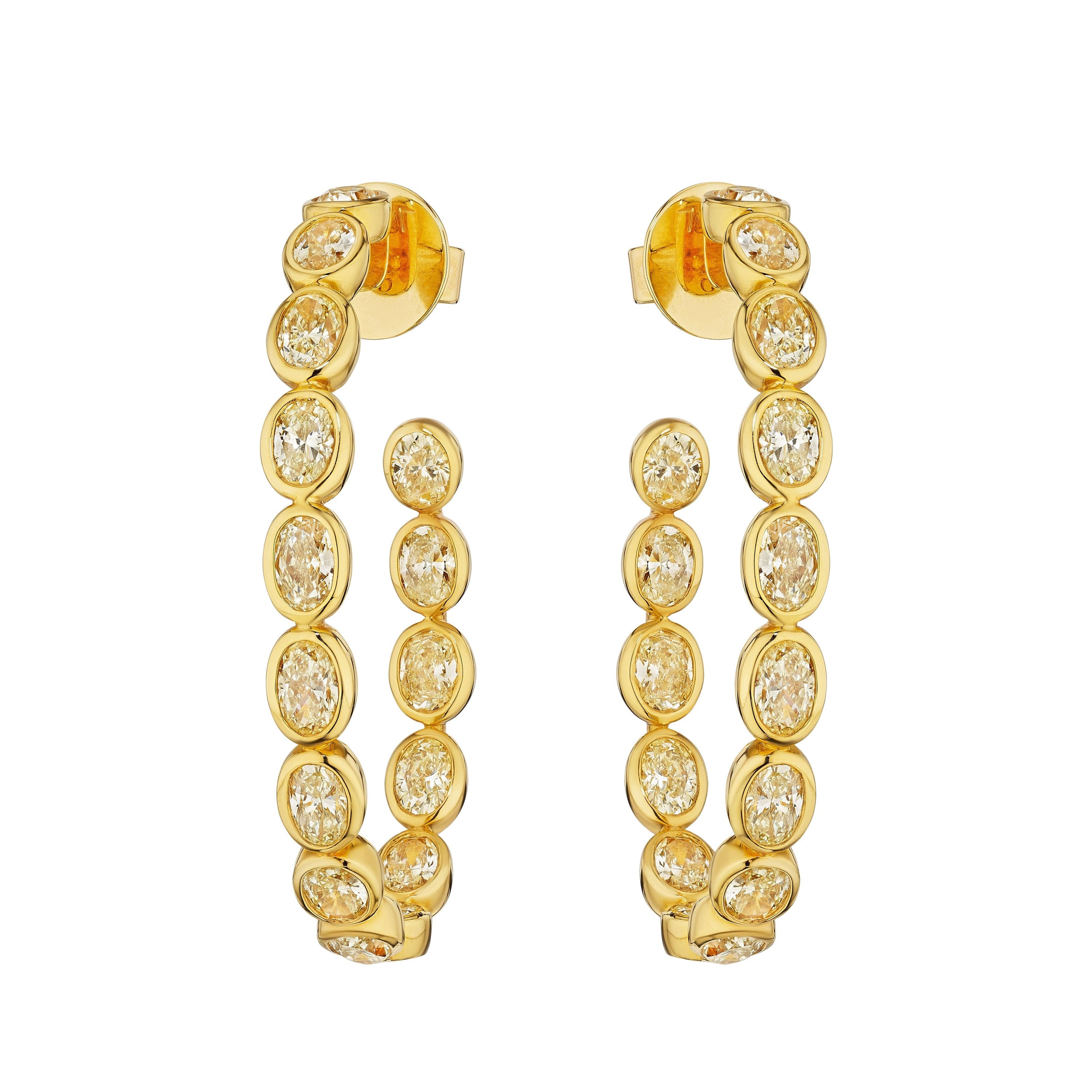 'Golden Eclipse' Radiant Dome Diamond Earrings - Leviev