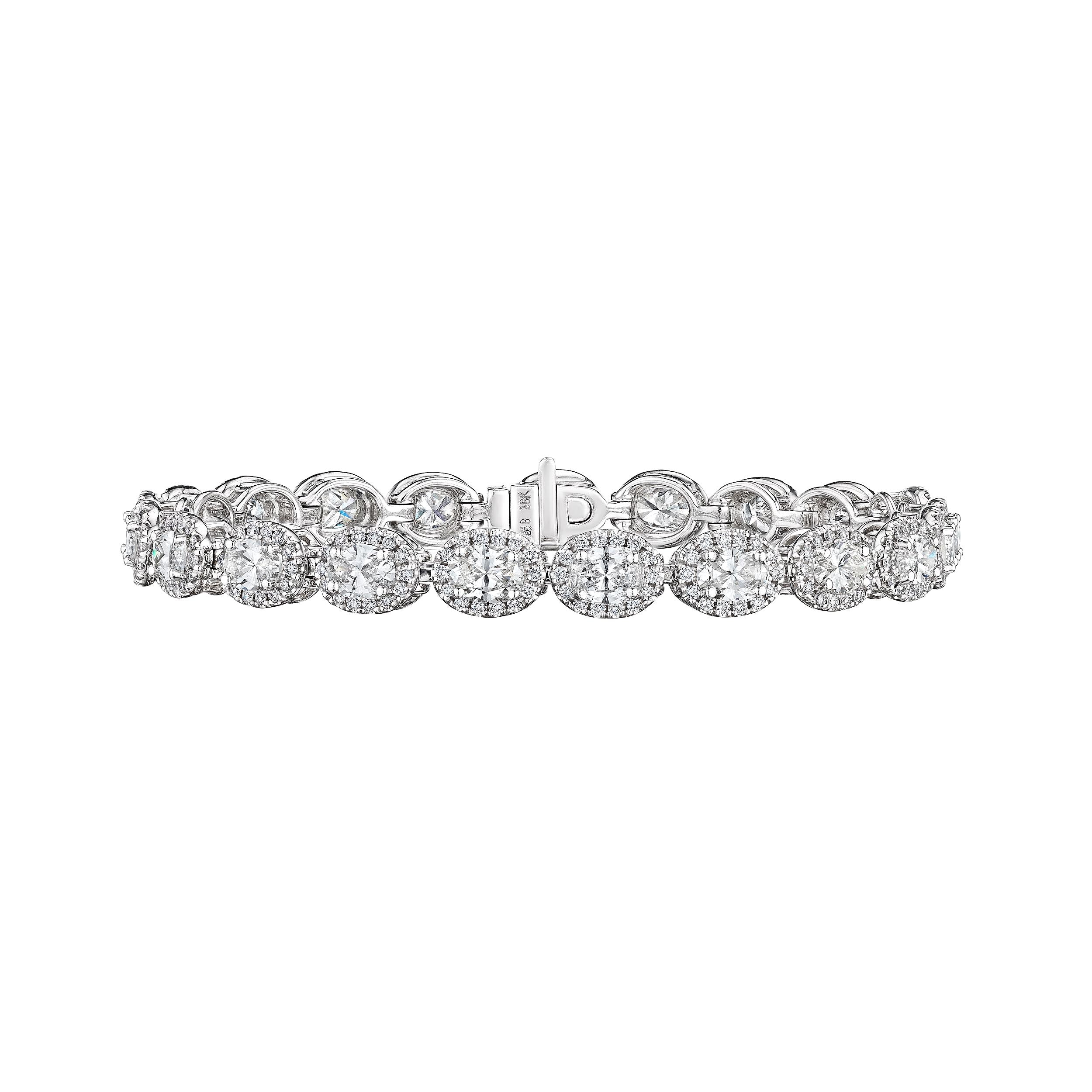 Oval Cut Natural Diamond Bracelet with Round Pave, 6.44 CT - Bracelets - Leviev