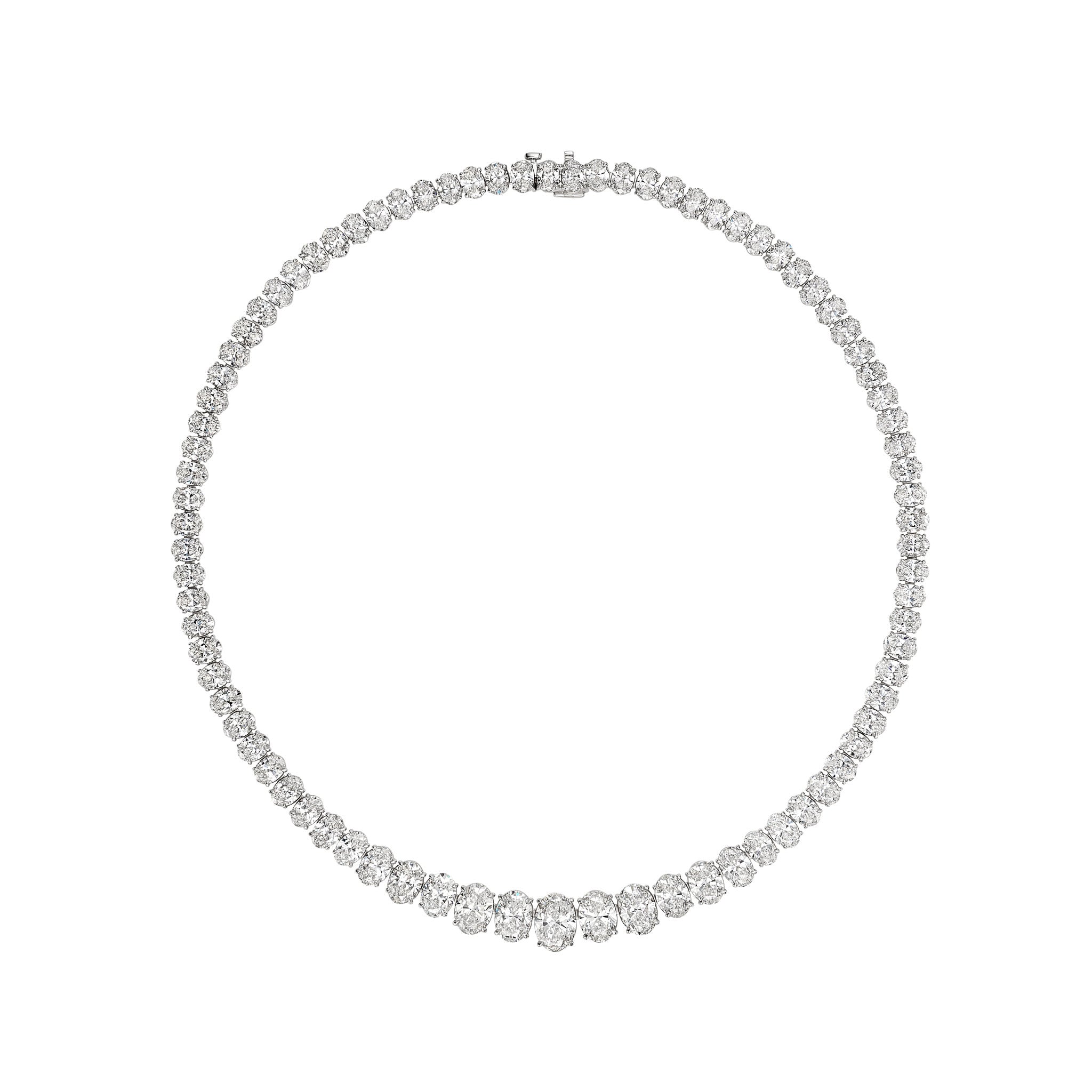'Reviere’ Oval Shape Diamond Necklace - Necklaces - Leviev
