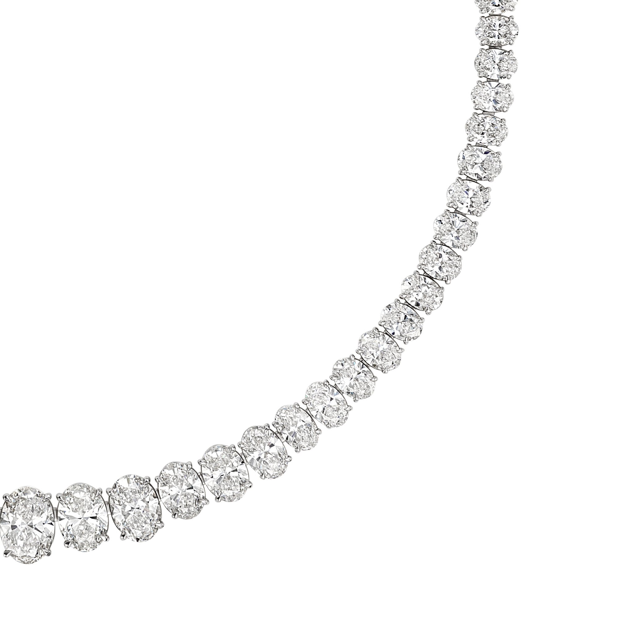 'Reviere’ Oval Shape Diamond Necklace - Necklaces - Leviev