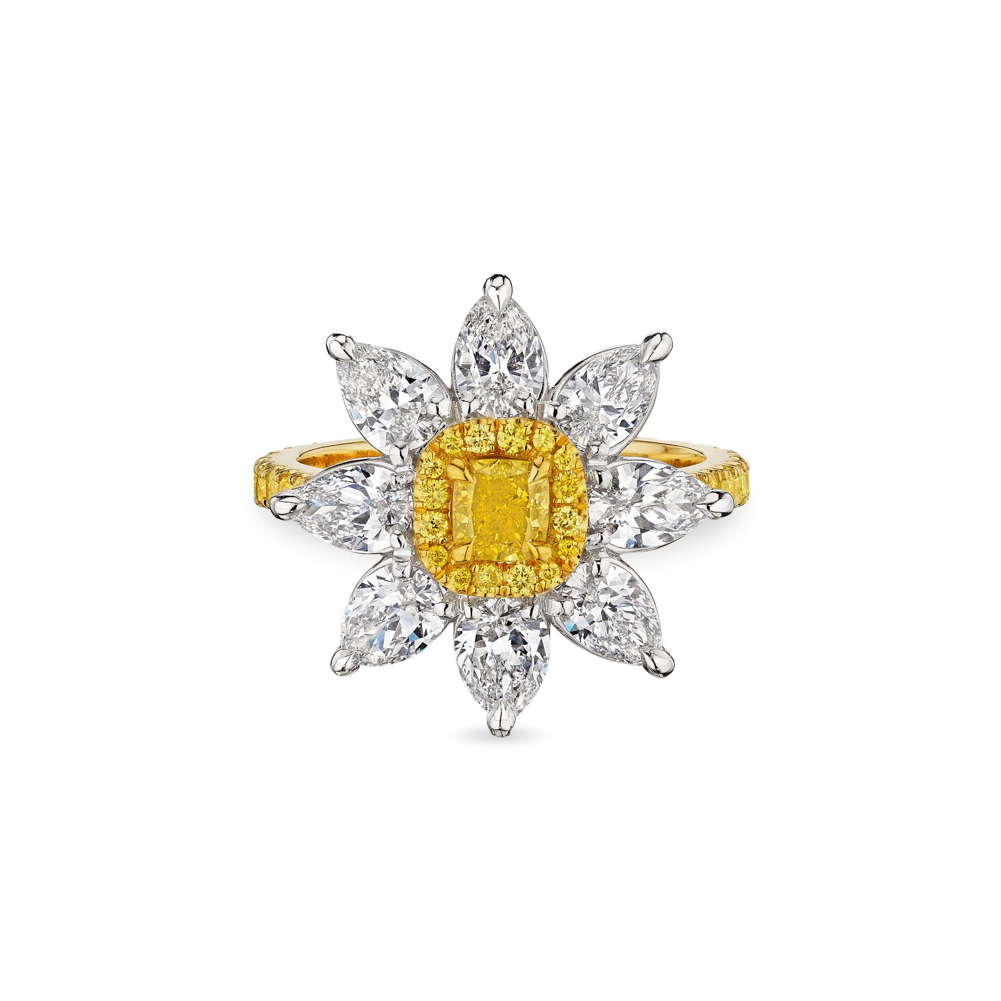 ‘Starburst Serenade’ Orange Yellow Flower Shape Diamond Ring - Leviev