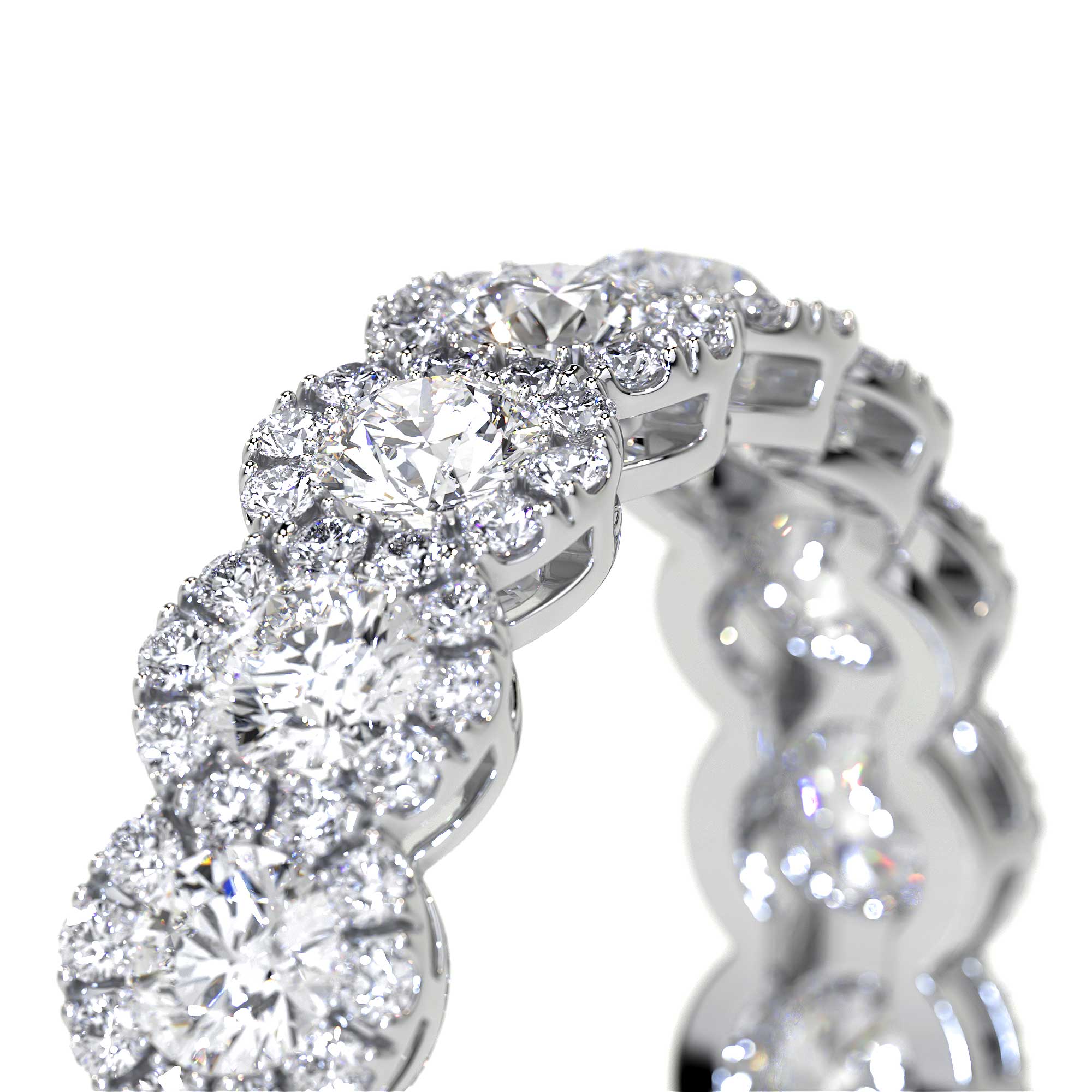 Diamond Eternity Band Ring with Halo - Rings - Leviev Diamonds