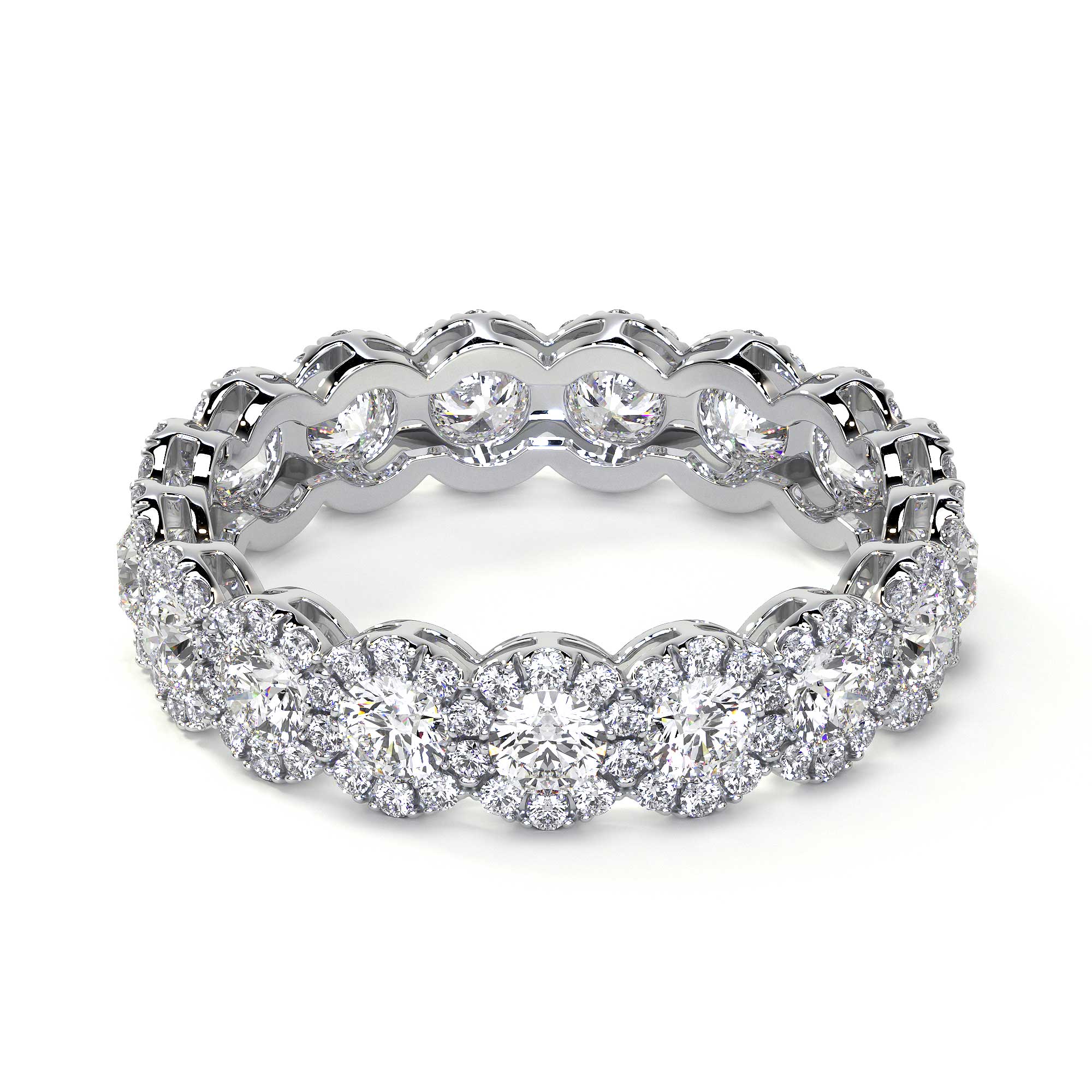 Diamond Eternity Band Ring with Halo - Rings - Leviev Diamonds