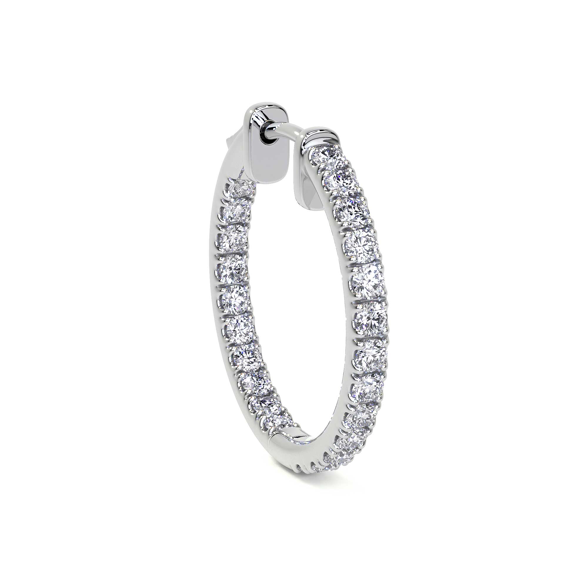 Diamond Hoop Earrings, Medium - Earrings - Leviev Diamonds