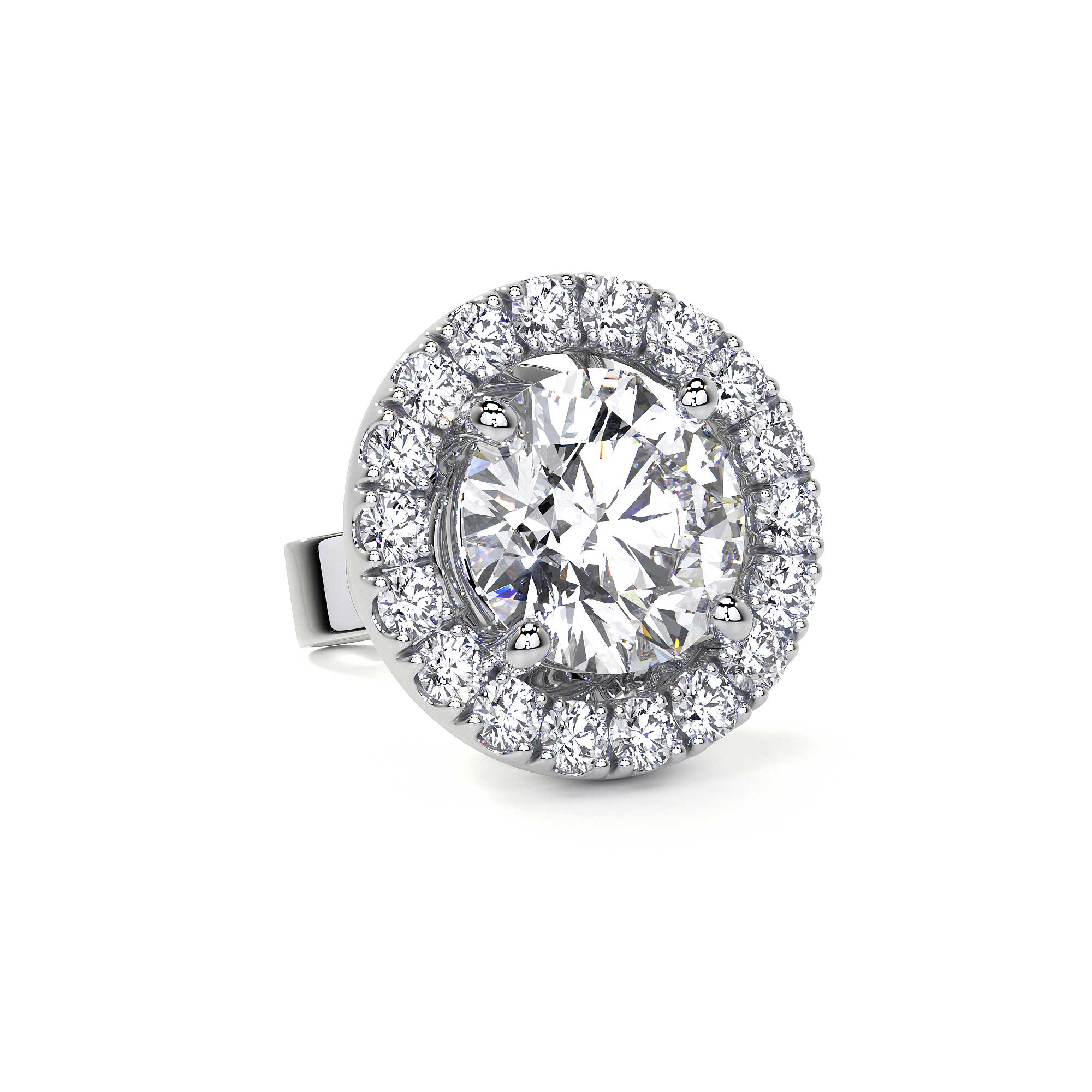 Diamond Studs with Halo, 1.00 CT Each - Earrings - Leviev Diamonds
