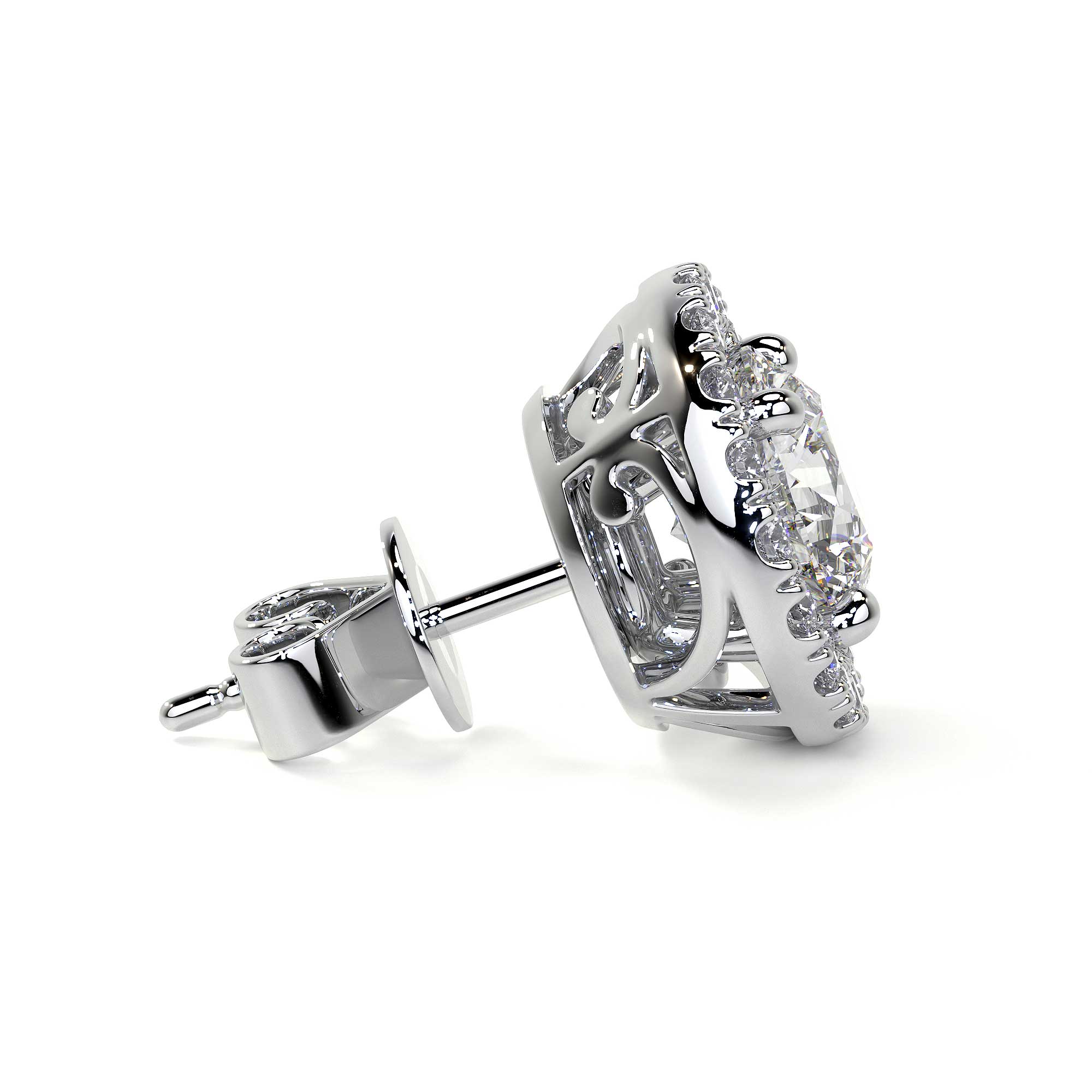 Diamond Studs with Halo, 1.00 CT Each - Earrings - Leviev Diamonds