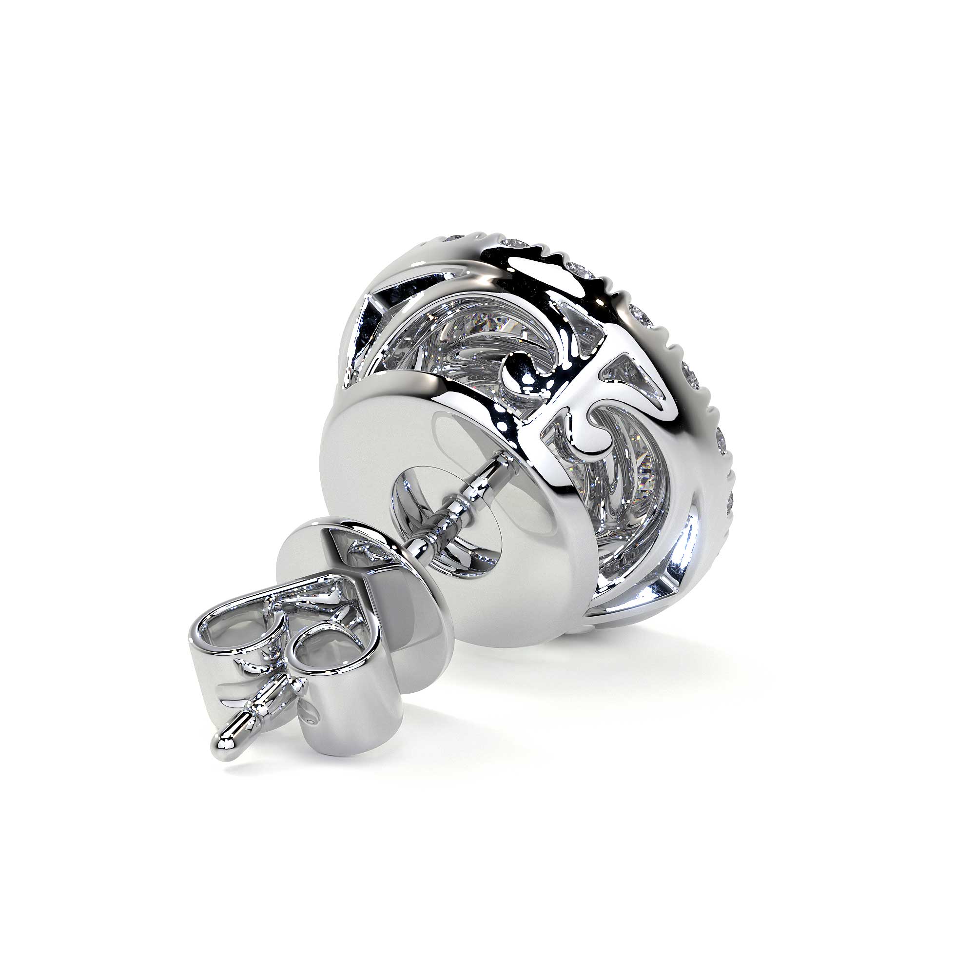 Diamond Studs with Halo, 1.00 CT Each - Earrings - Leviev Diamonds