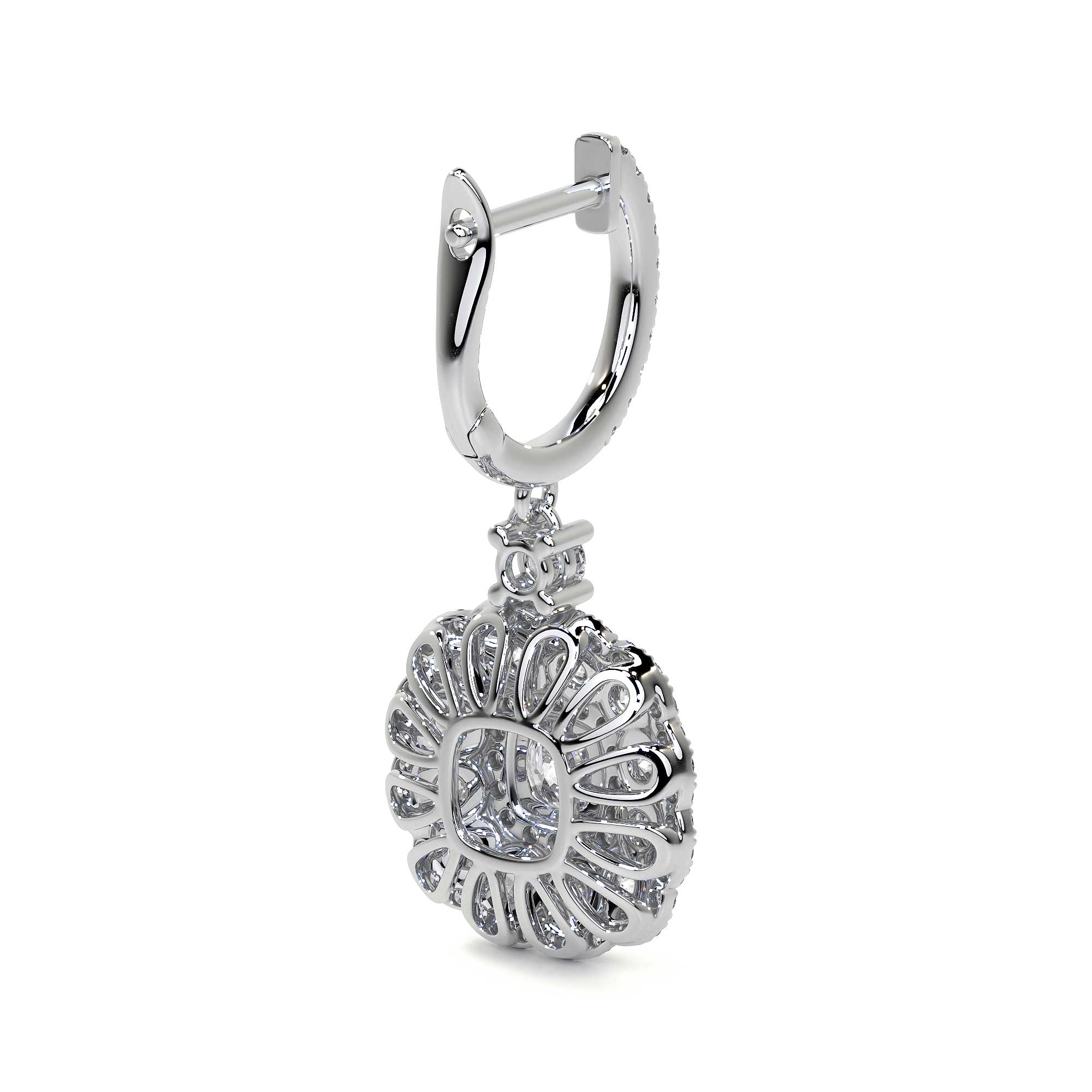 Drop Cluster Diamond Earrings with Halo - Earrings - Leviev Diamonds