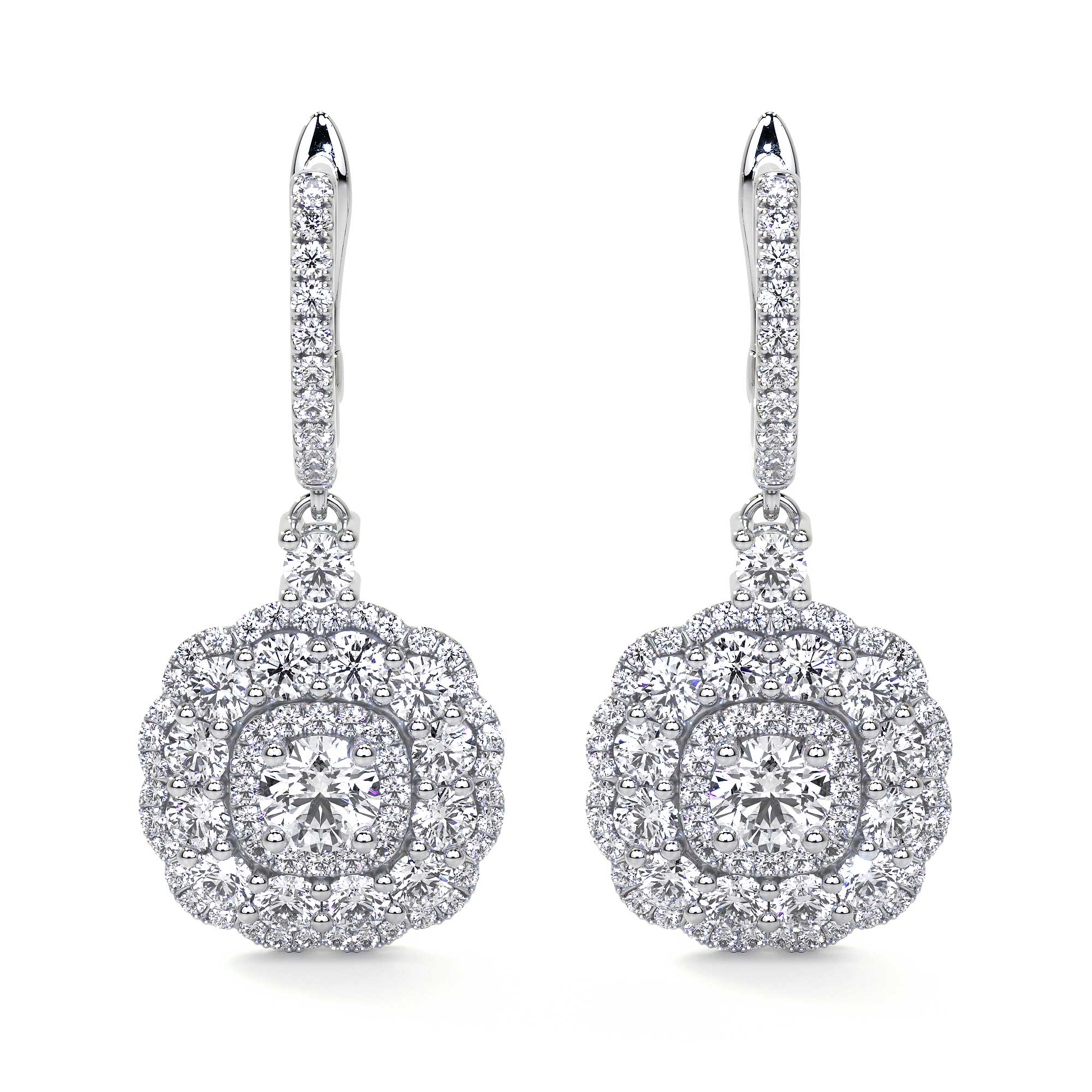 Diamond Cluster Drop Earrings