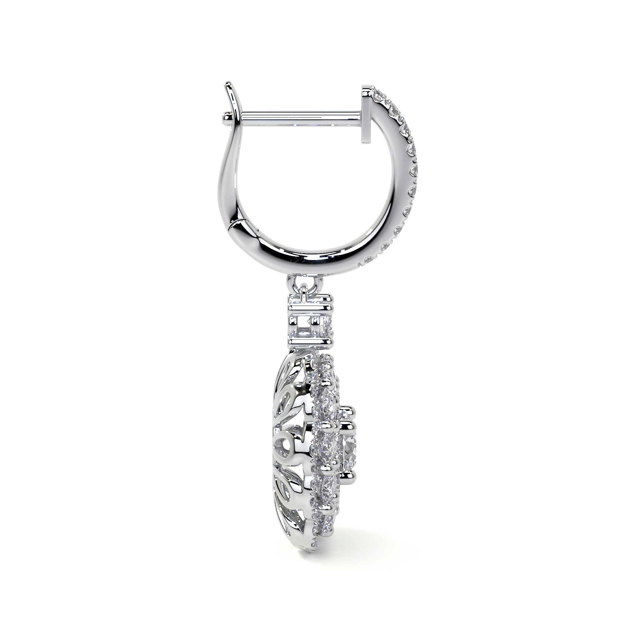 Drop Cluster Diamond Earrings with Halo - Earrings - Leviev Diamonds