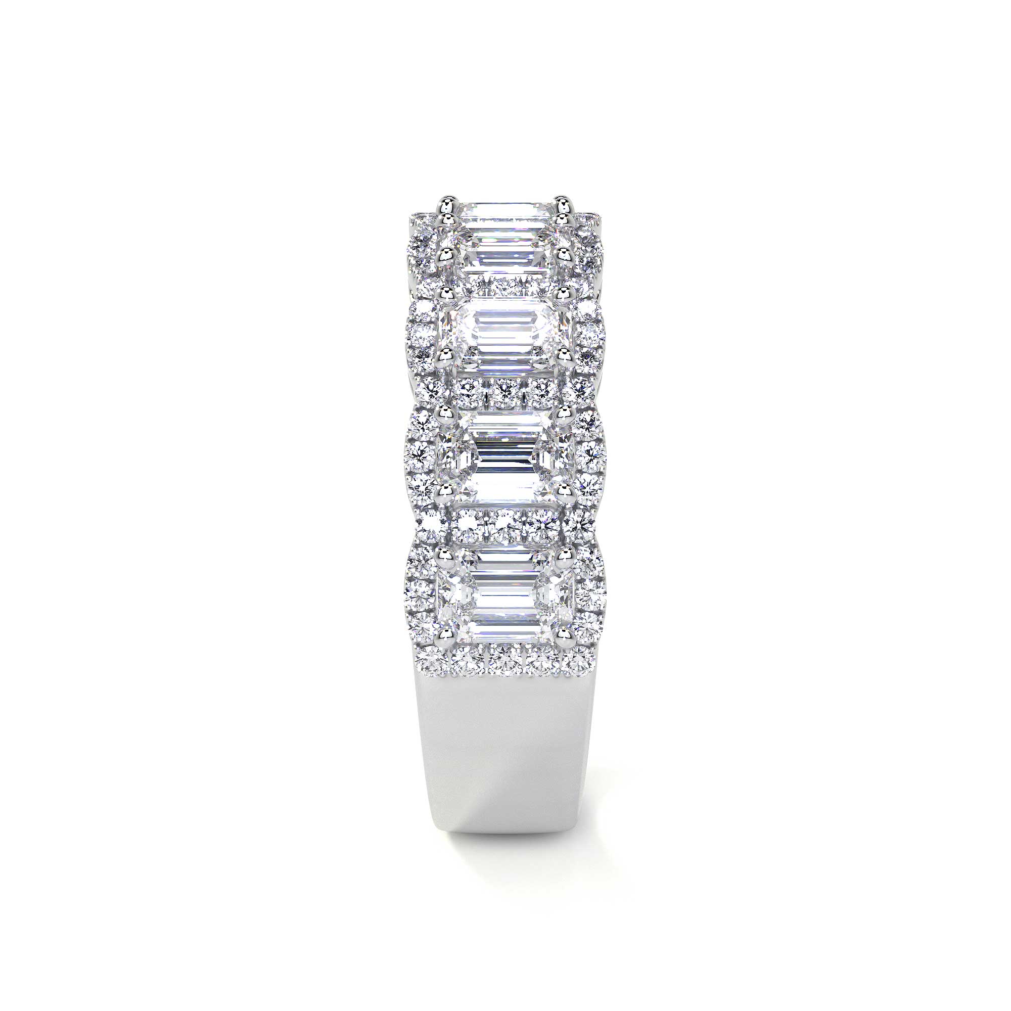 Emerald Cut Diamond Eternity Band with Halo, Small - Rings - Leviev Diamonds