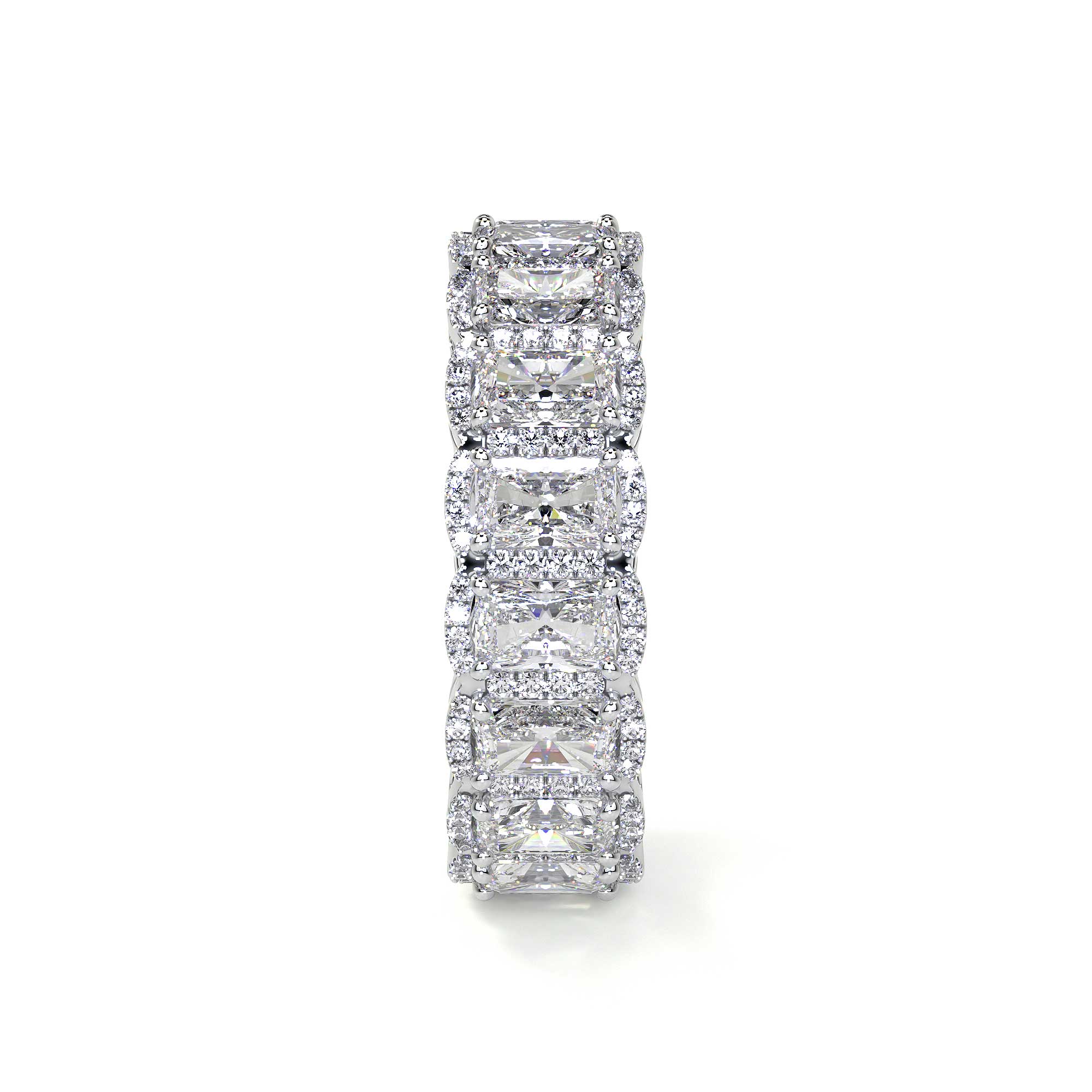 Emerald Cut Diamond Eternity Ring With Halo - Rings - Leviev Diamonds
