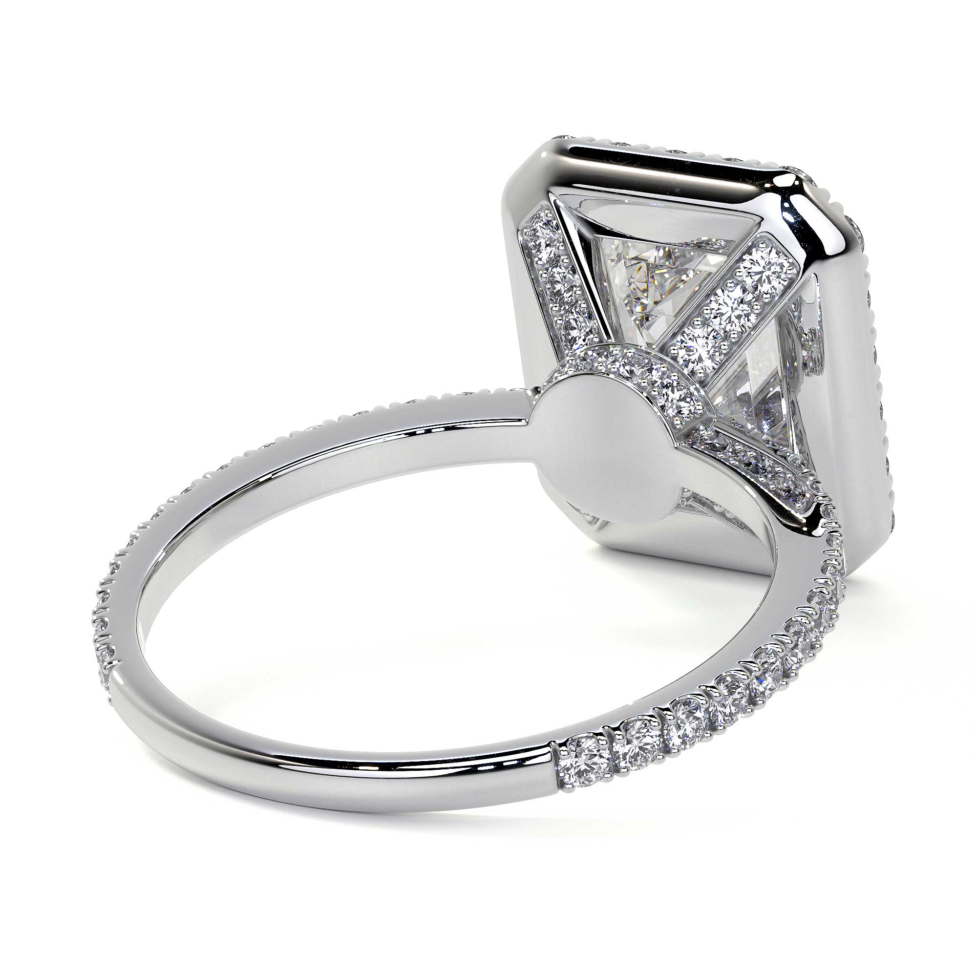 Emerald Cut Diamond Ring With Halo, 2 CT - Rings - Leviev Diamonds