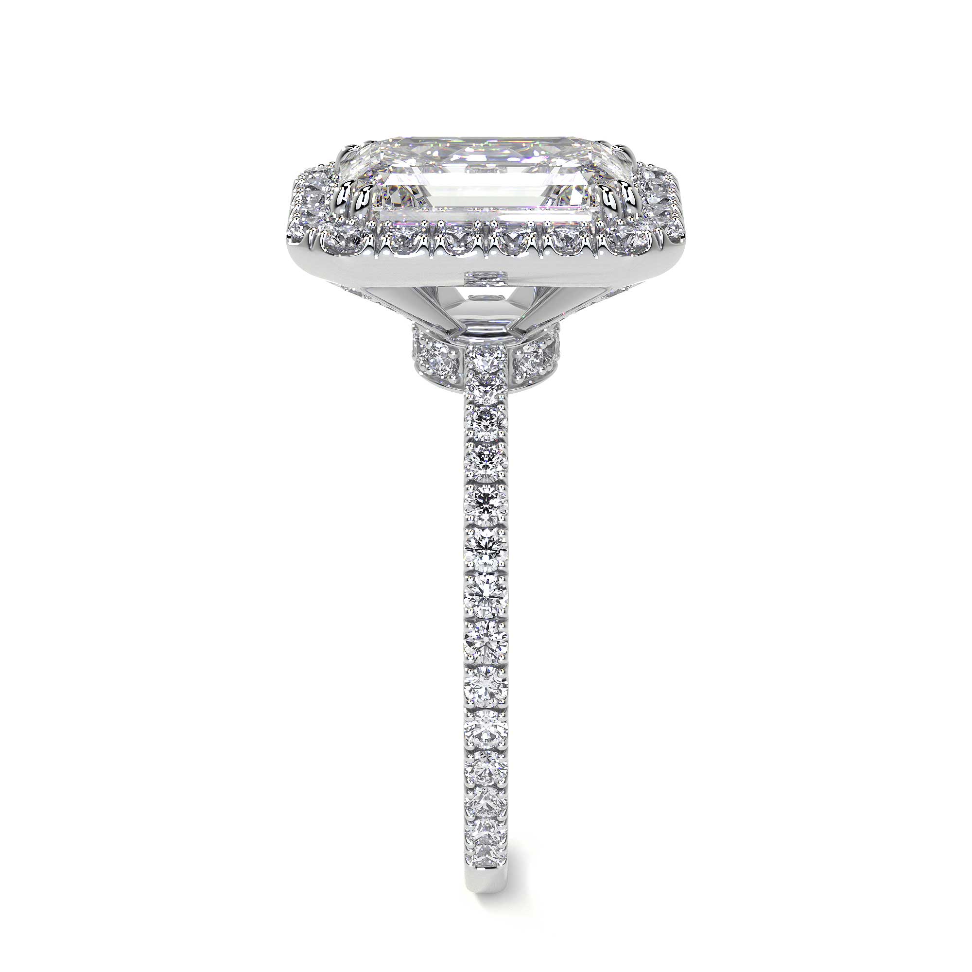 Emerald Cut Diamond Ring With Halo, 2 CT - Rings - Leviev Diamonds