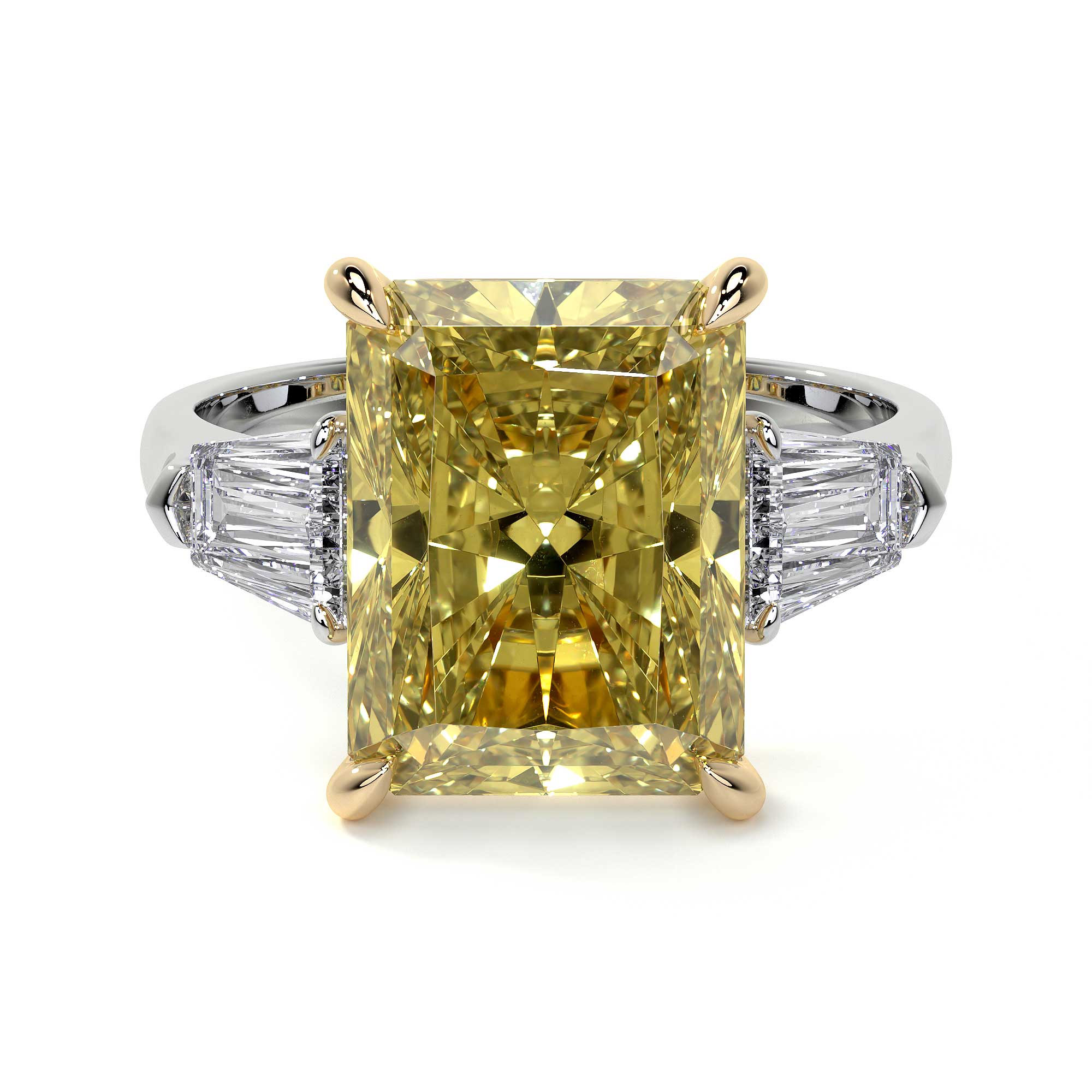 Emerald cut yellow diamond engagement rings Clearance