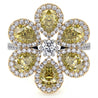 Fancy Yellow and White Cluster Diamond Flower Ring - Rings - Leviev Diamonds
