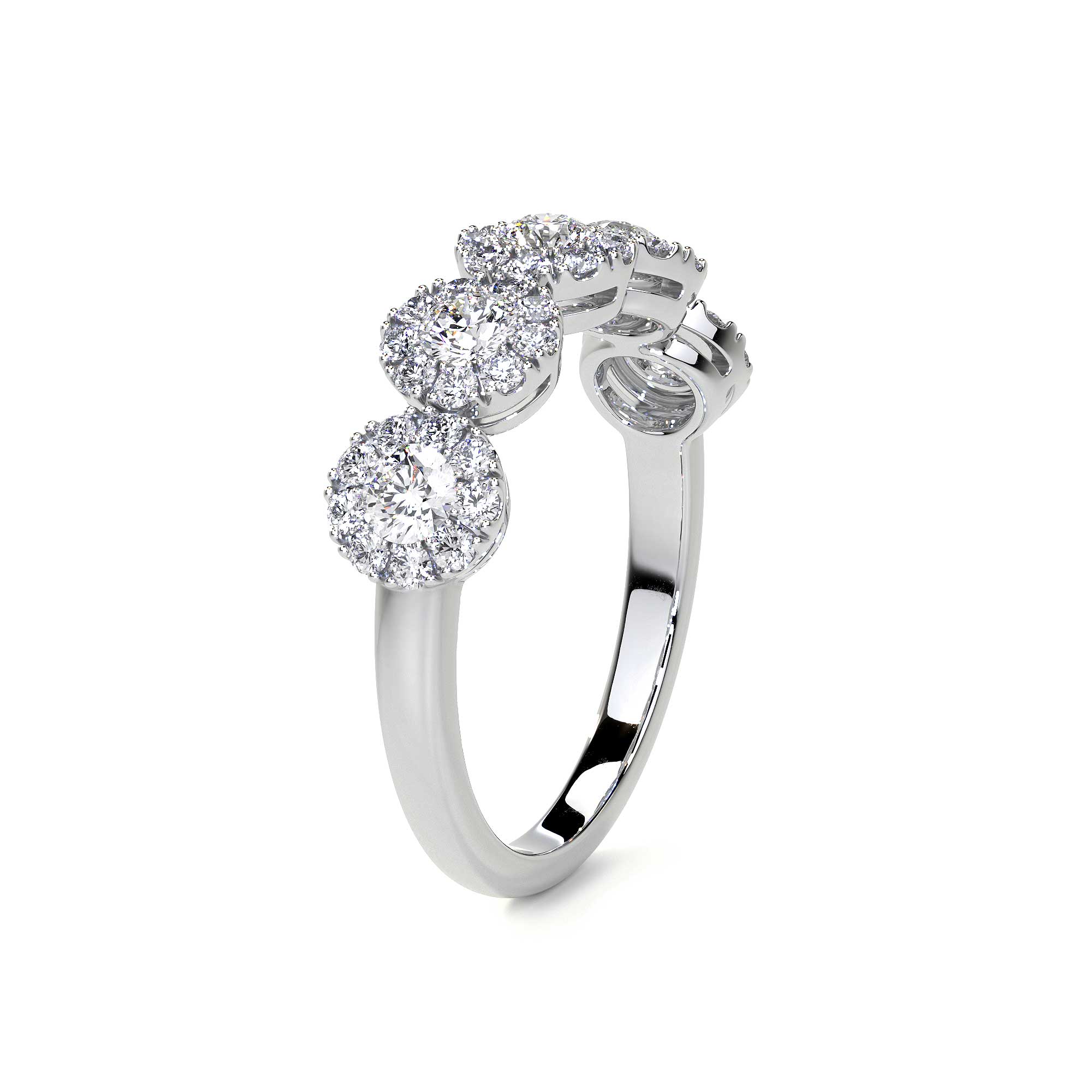 Half Eternity Diamond Ring WIth Halo - Rings - Leviev Diamonds