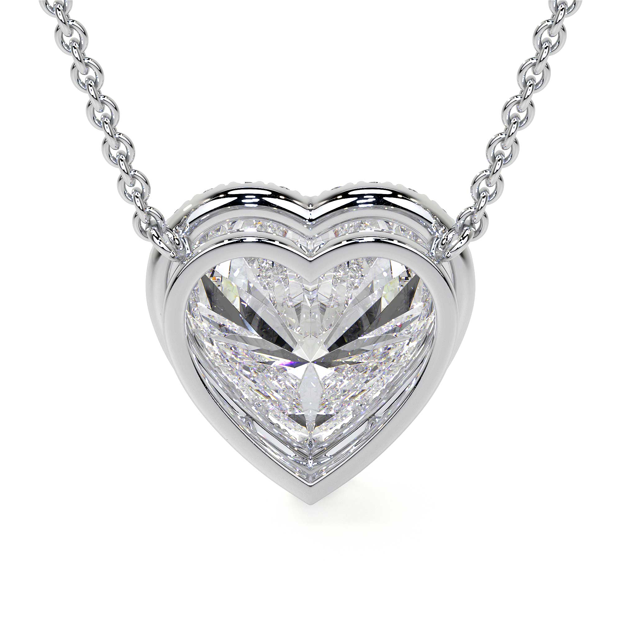 Heart Shape Diamond Necklace with Halo - Necklaces - Leviev Diamonds