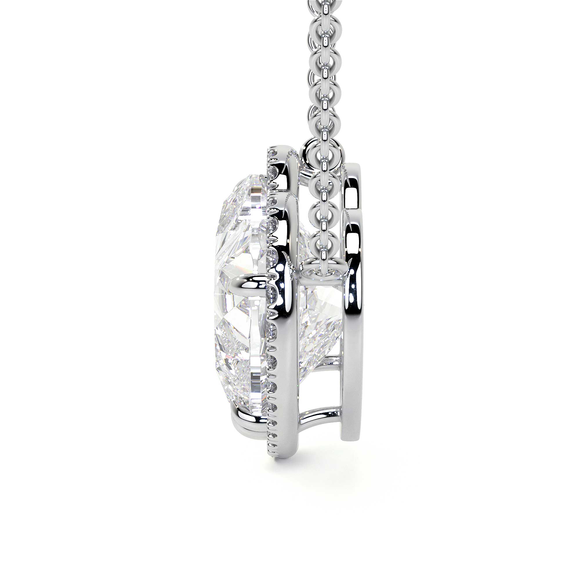 Heart Shape Diamond Necklace with Halo - Necklaces - Leviev Diamonds