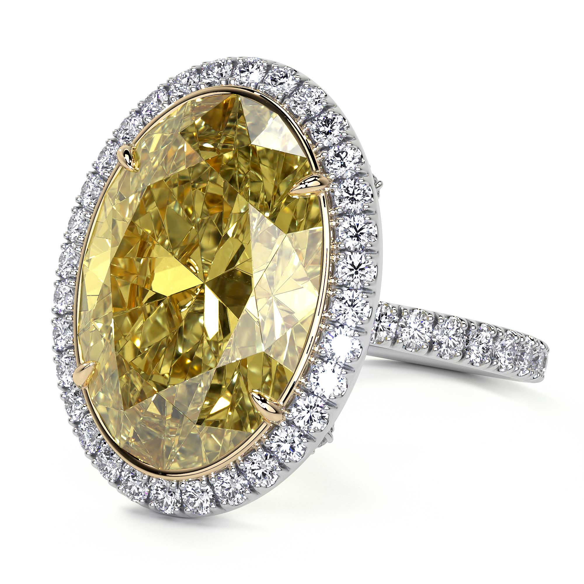 Oval Fancy Yellow Diamond Ring - Rings - Leviev Diamonds