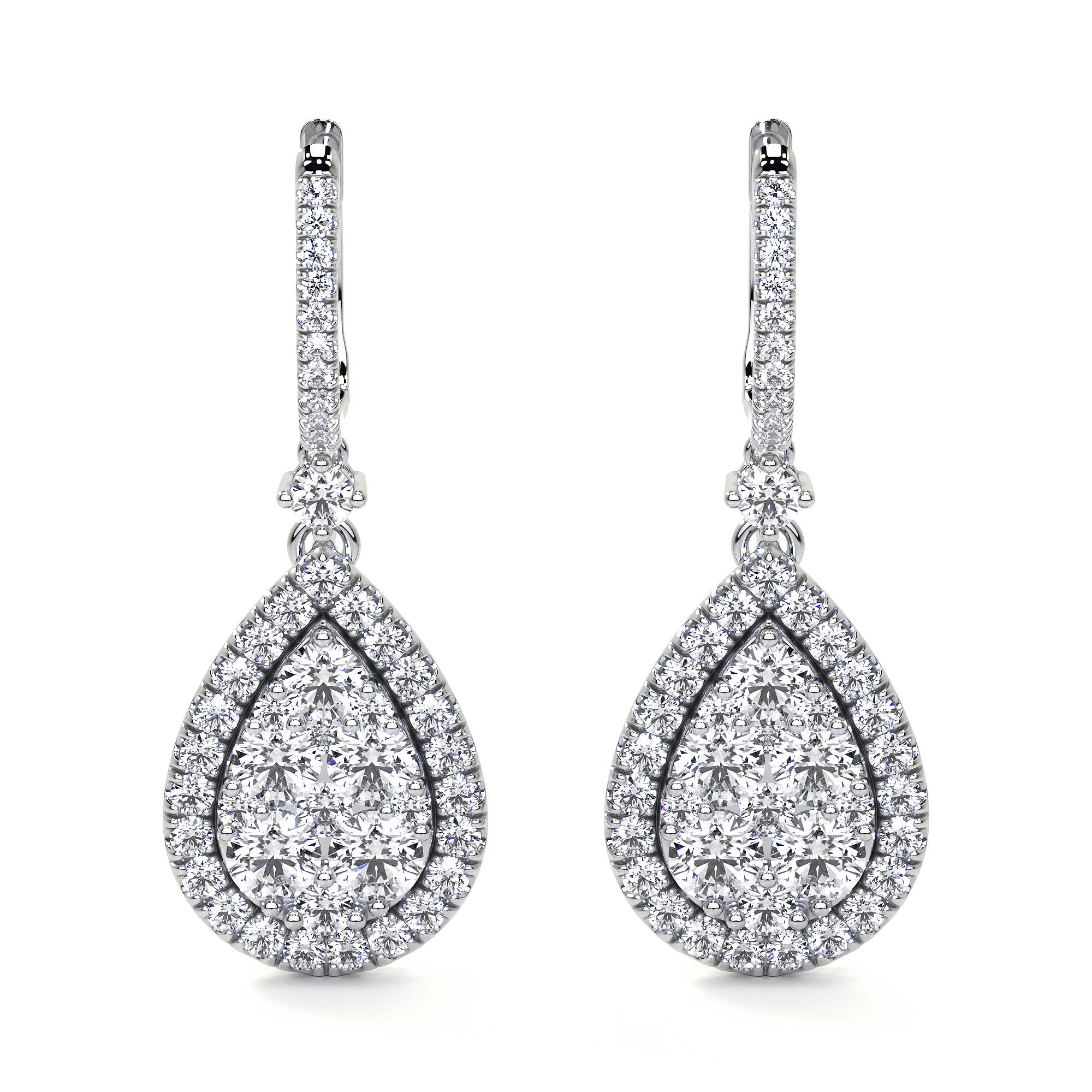 Pear Shape Drop Cluster Diamond Earrings - Earrings - Leviev Diamonds