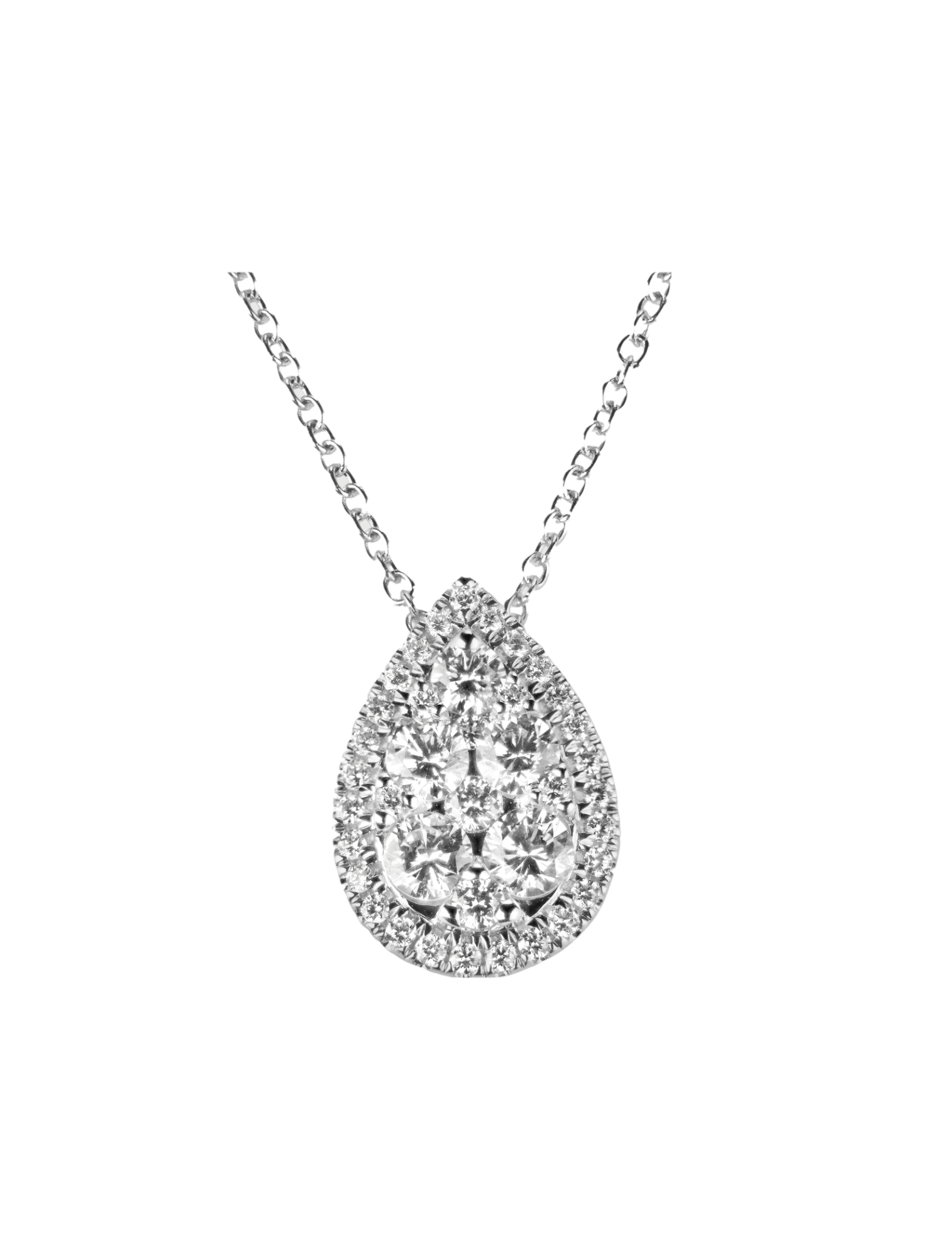 Pear Shaped Halo Diamond Necklace - Necklaces - Leviev Diamonds
