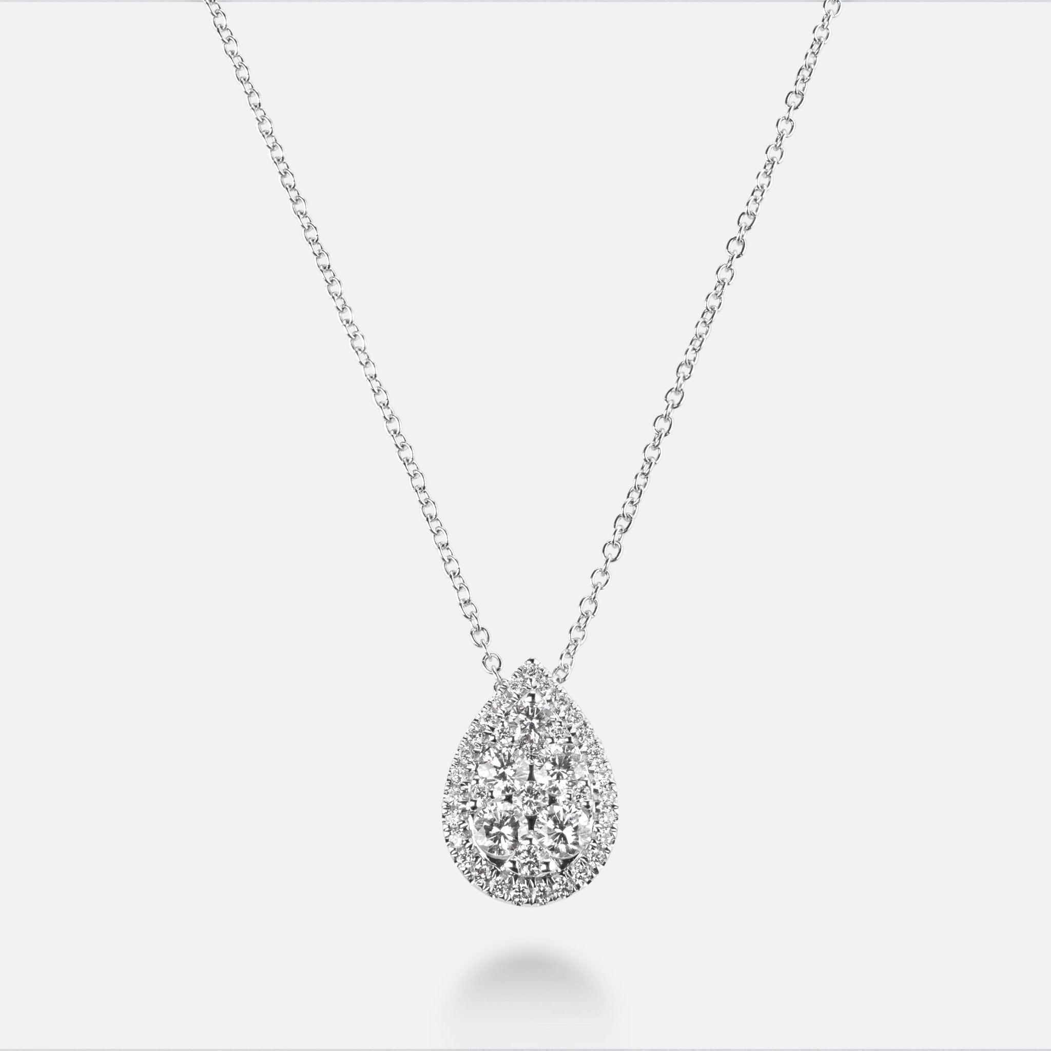 Pear Shaped Halo Diamond Necklace - Necklaces - Leviev Diamonds
