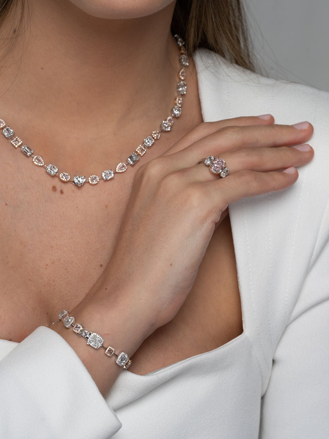 Pink & White Diamond Necklace - Necklaces - Leviev Diamonds