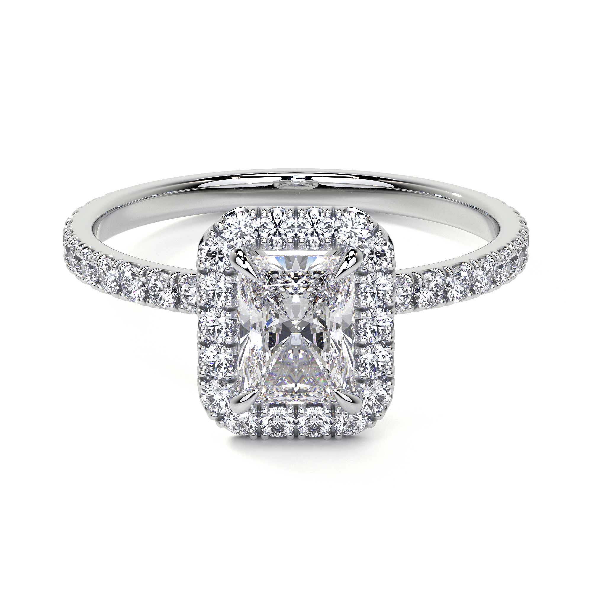 Radiant Cut Cluster Diamond Ring with Halo - Rings - Leviev Diamonds