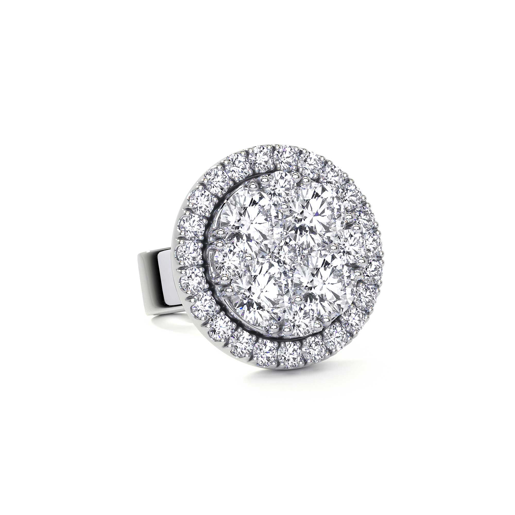 Round Cluster Stud Earrings with Halo - Earrings - Leviev Diamonds