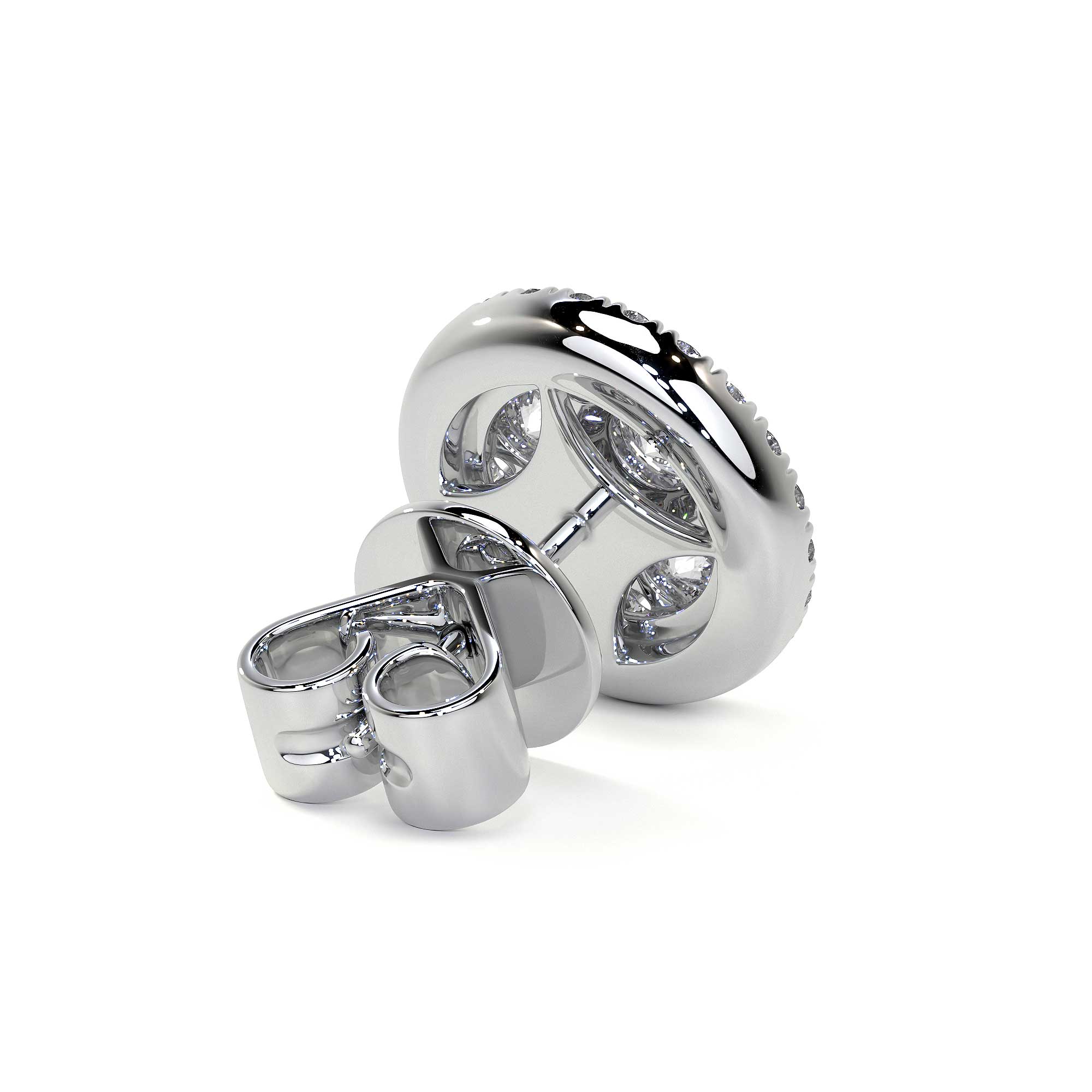 Round Cluster Stud Earrings with Halo - Earrings - Leviev Diamonds