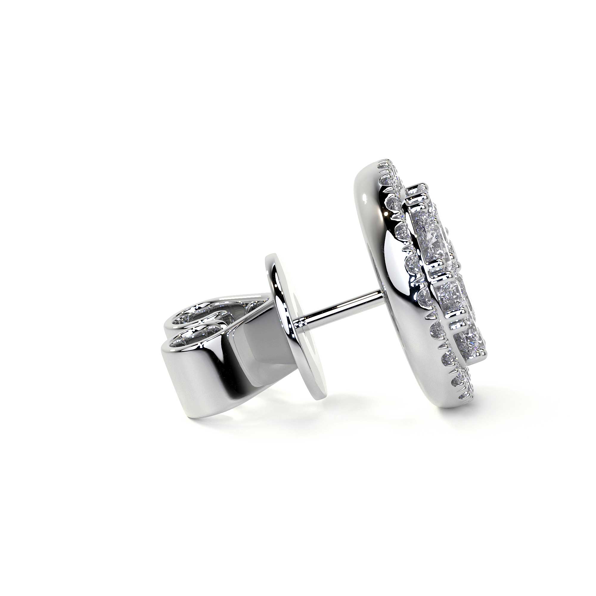 Round Cluster Stud Earrings with Halo - Earrings - Leviev Diamonds