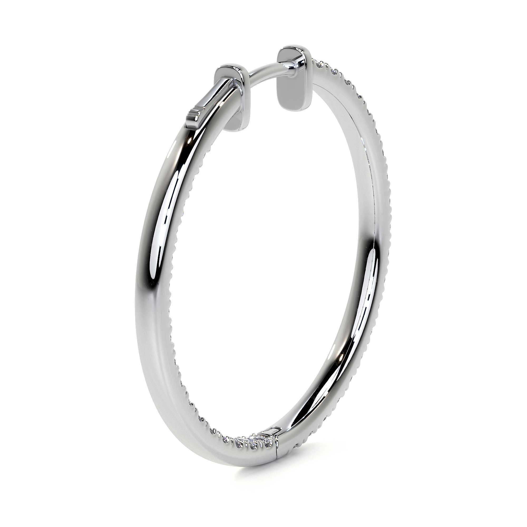 Round Diamond Hoop Earrings, X-Large - Earrings - Leviev Diamonds