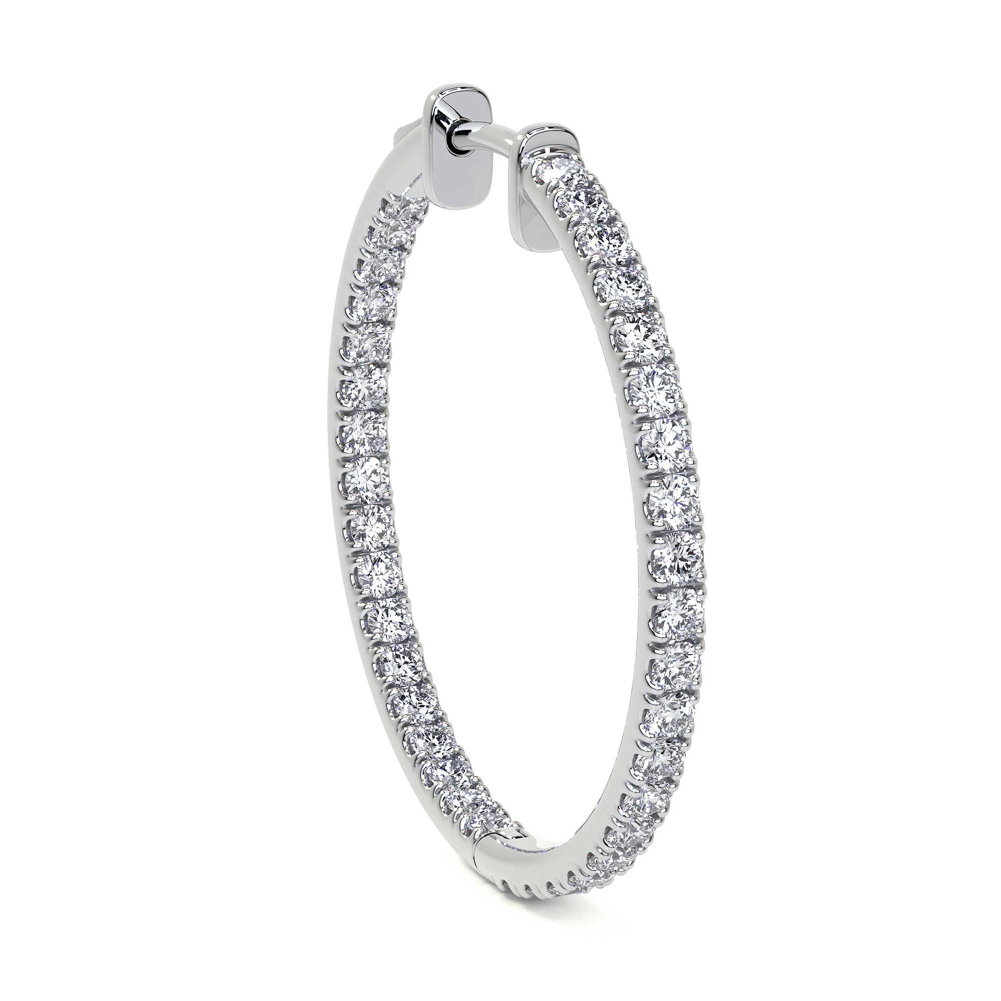 Round Diamond Hoop Earrings, X-Large - Earrings - Leviev Diamonds