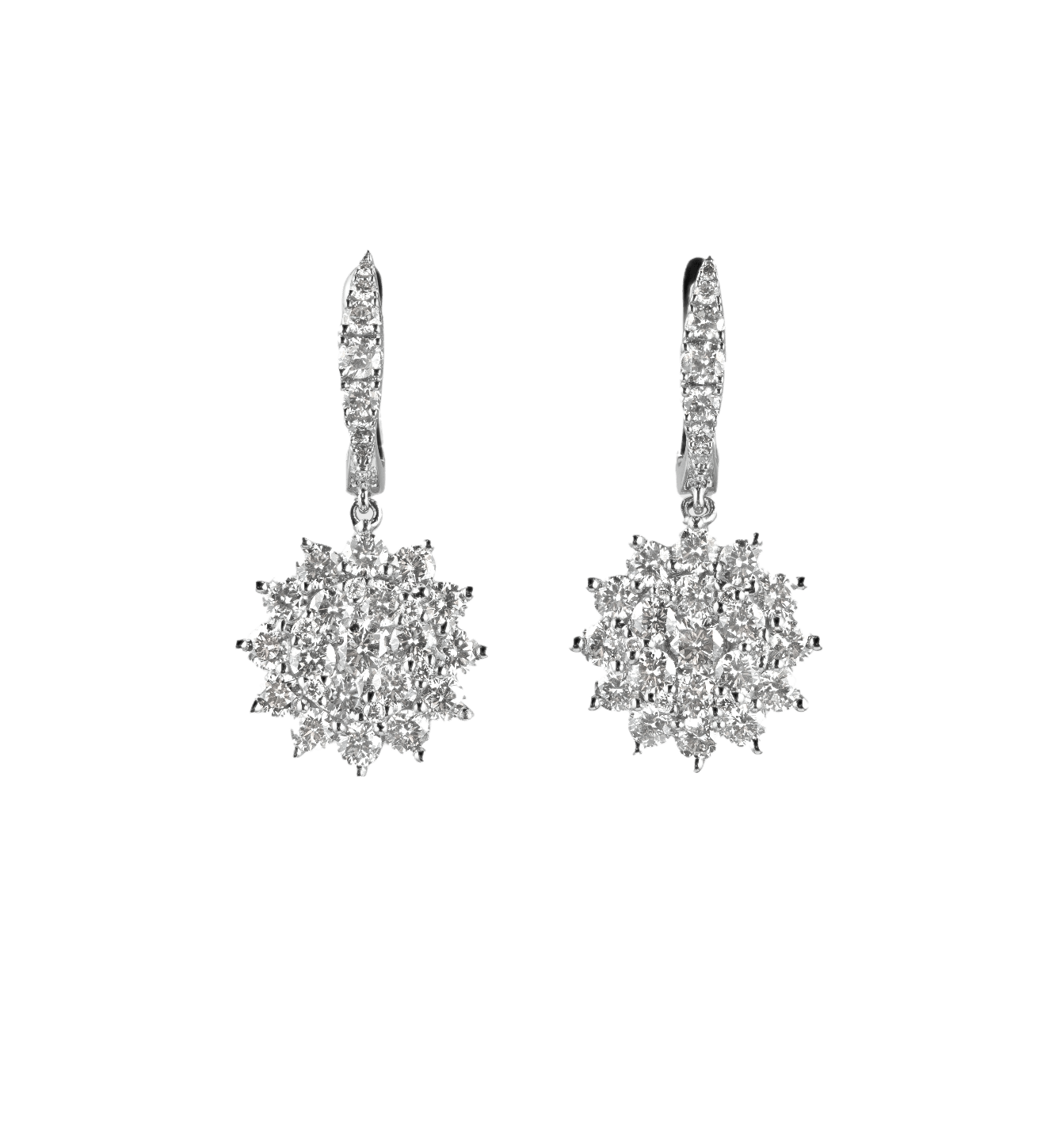 Snowflake Cluster Diamond Drop Earrings - Earrings - Leviev Diamonds