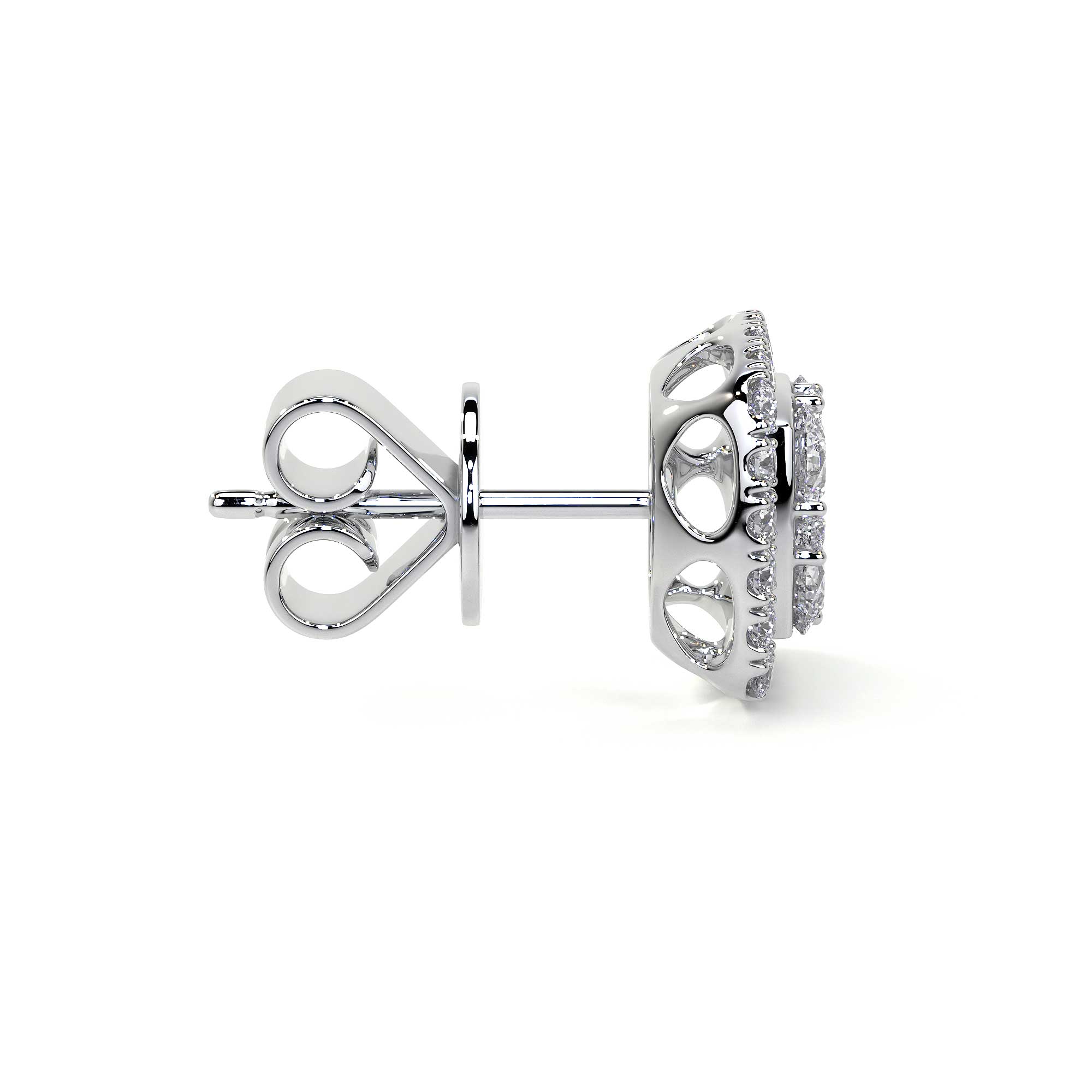 Square Stud Cluster Earrings with Halo - Earrings - Leviev Diamonds