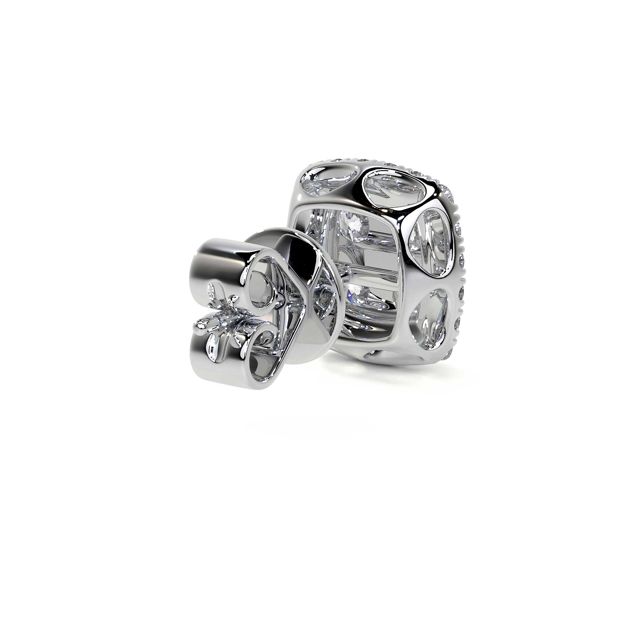 Square Stud Cluster Earrings with Halo - Earrings - Leviev Diamonds
