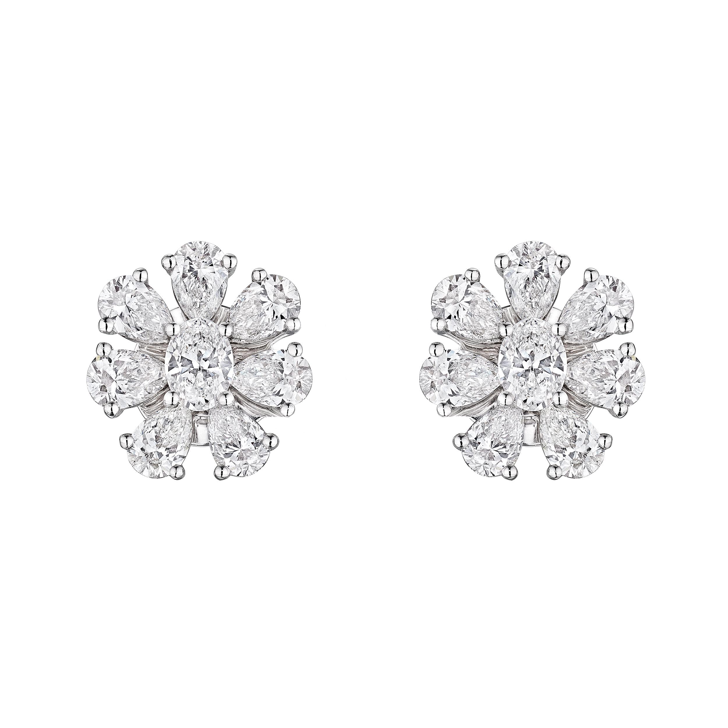 14K White Gold 3.12 ct Diamond Earrings - Earrings - Leviev