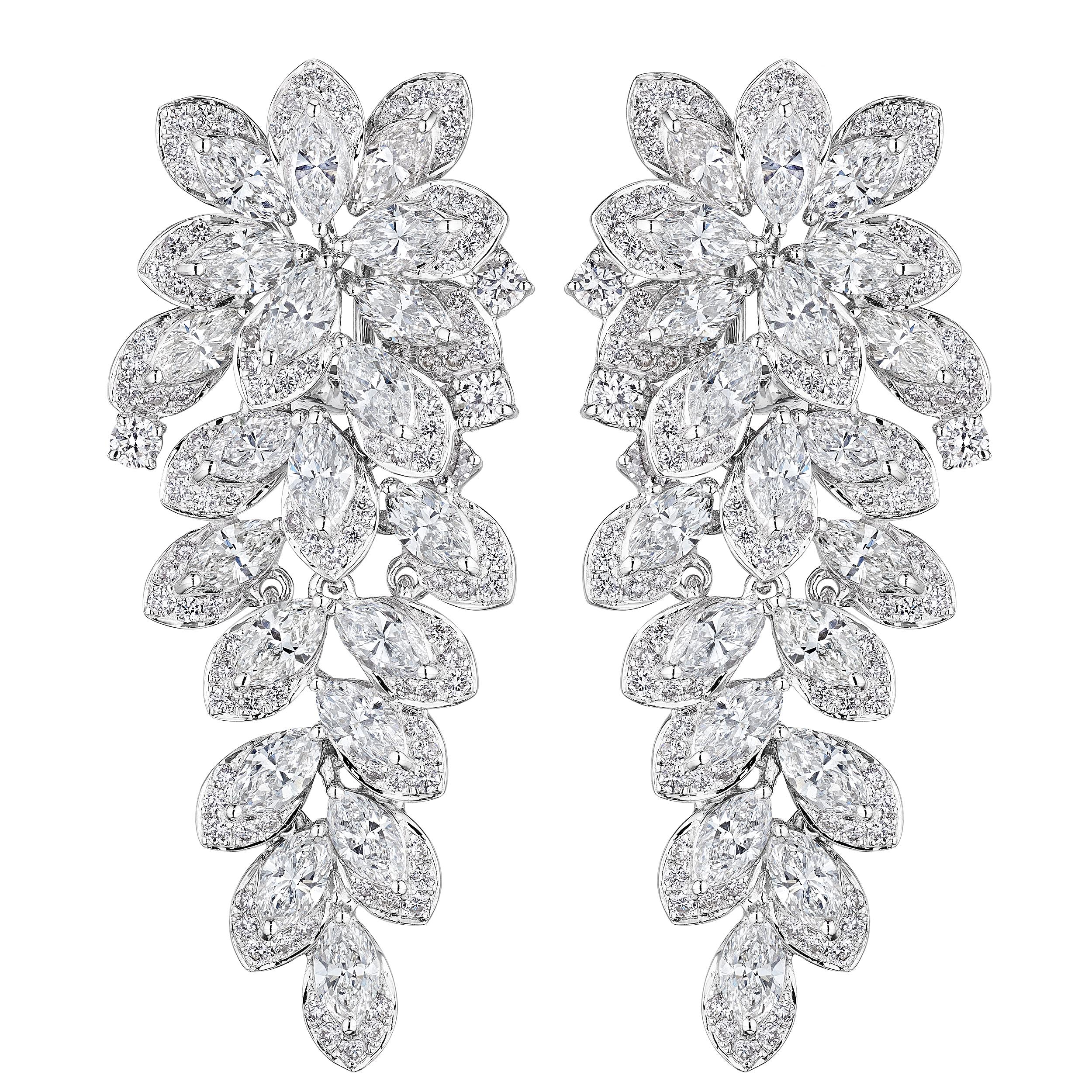 14K White Gold 4.51 ct Diamond Earrings - Earrings - Leviev