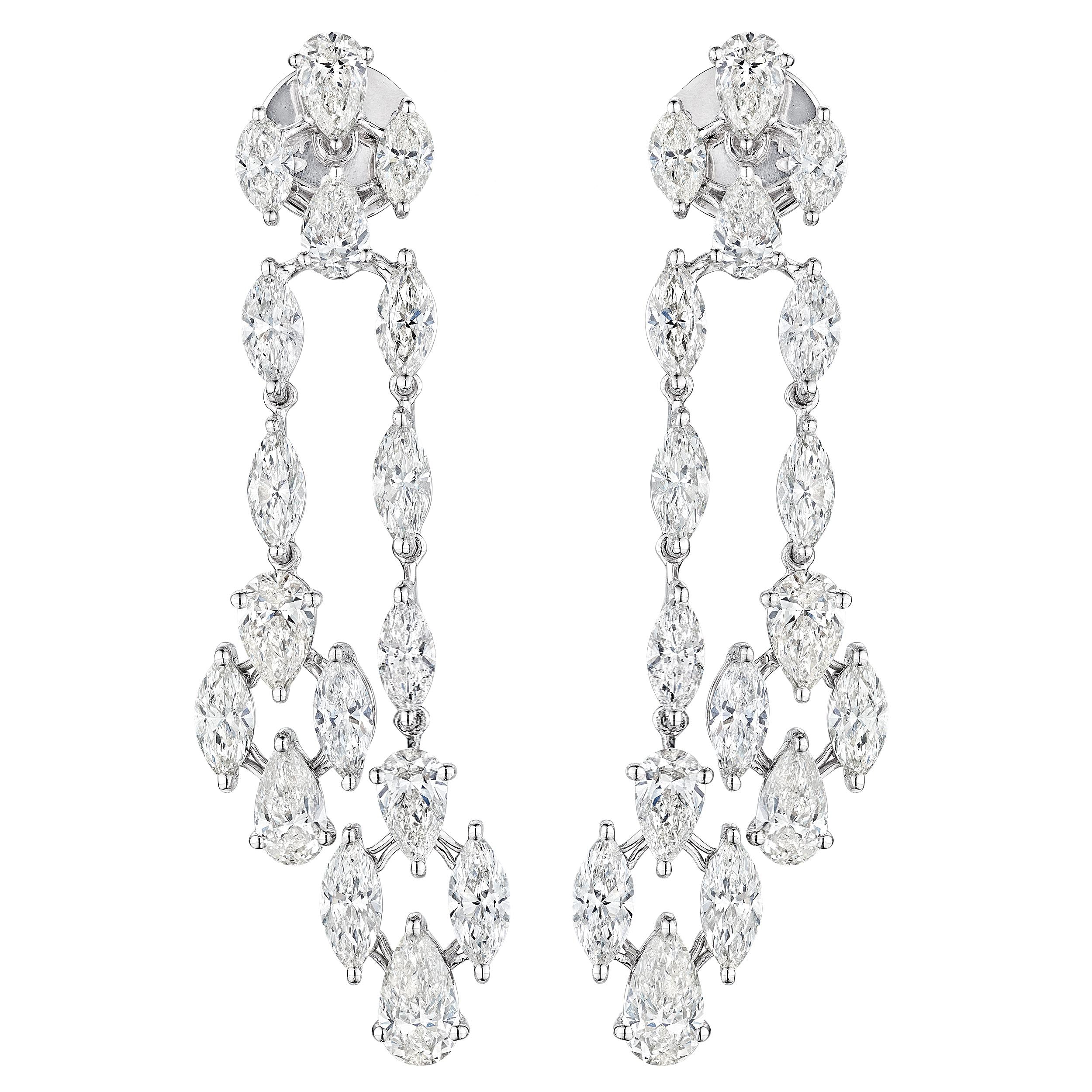 14K White Gold 7.47 ct Diamond Earrings - Earrings - Leviev