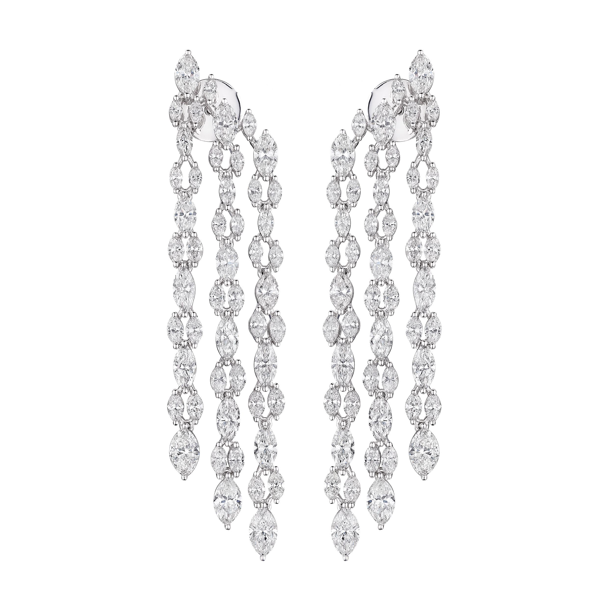 14K White Gold 9.94 ct Diamond Earrings - Earrings - Leviev