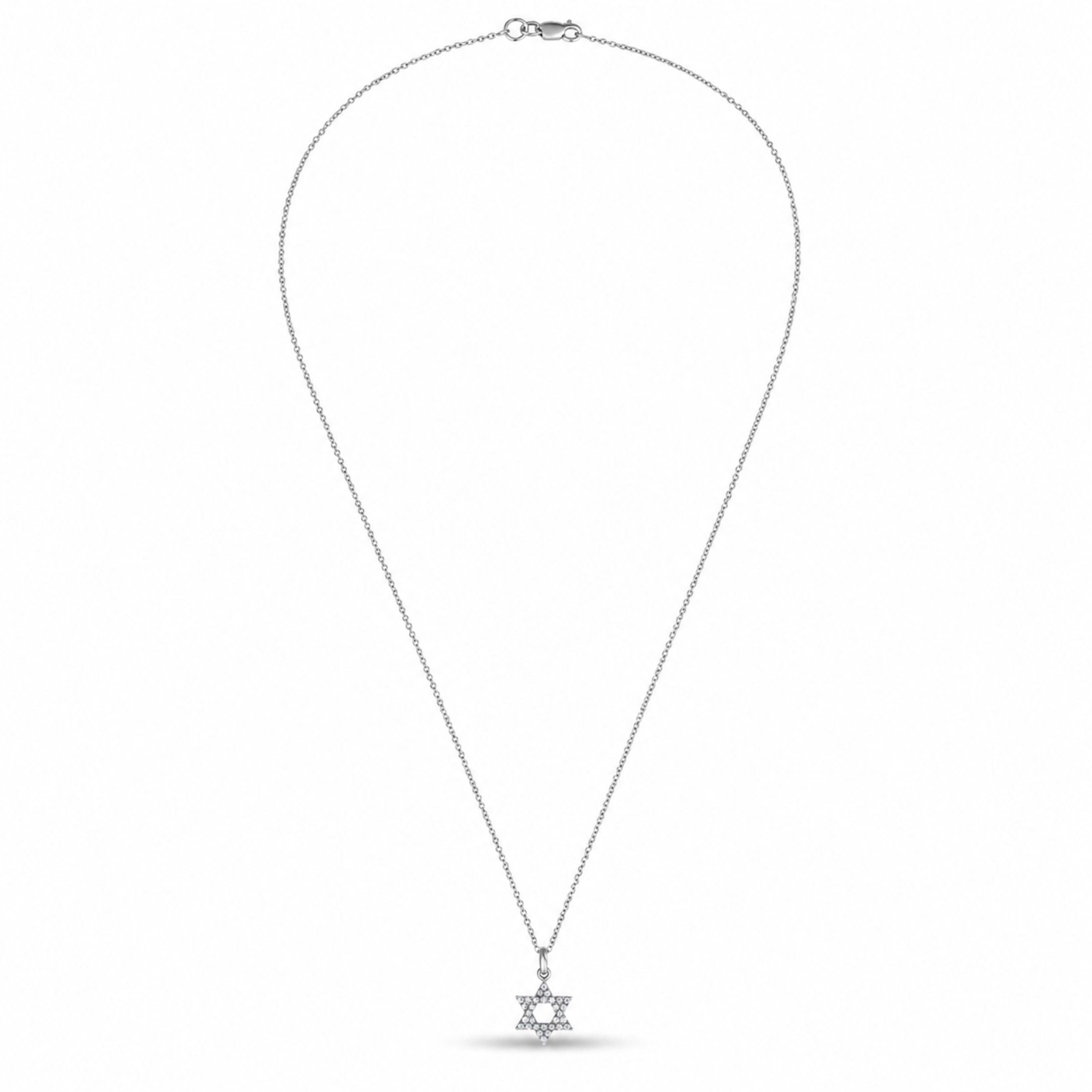 Star of David Diamond Necklace in 18K Gold