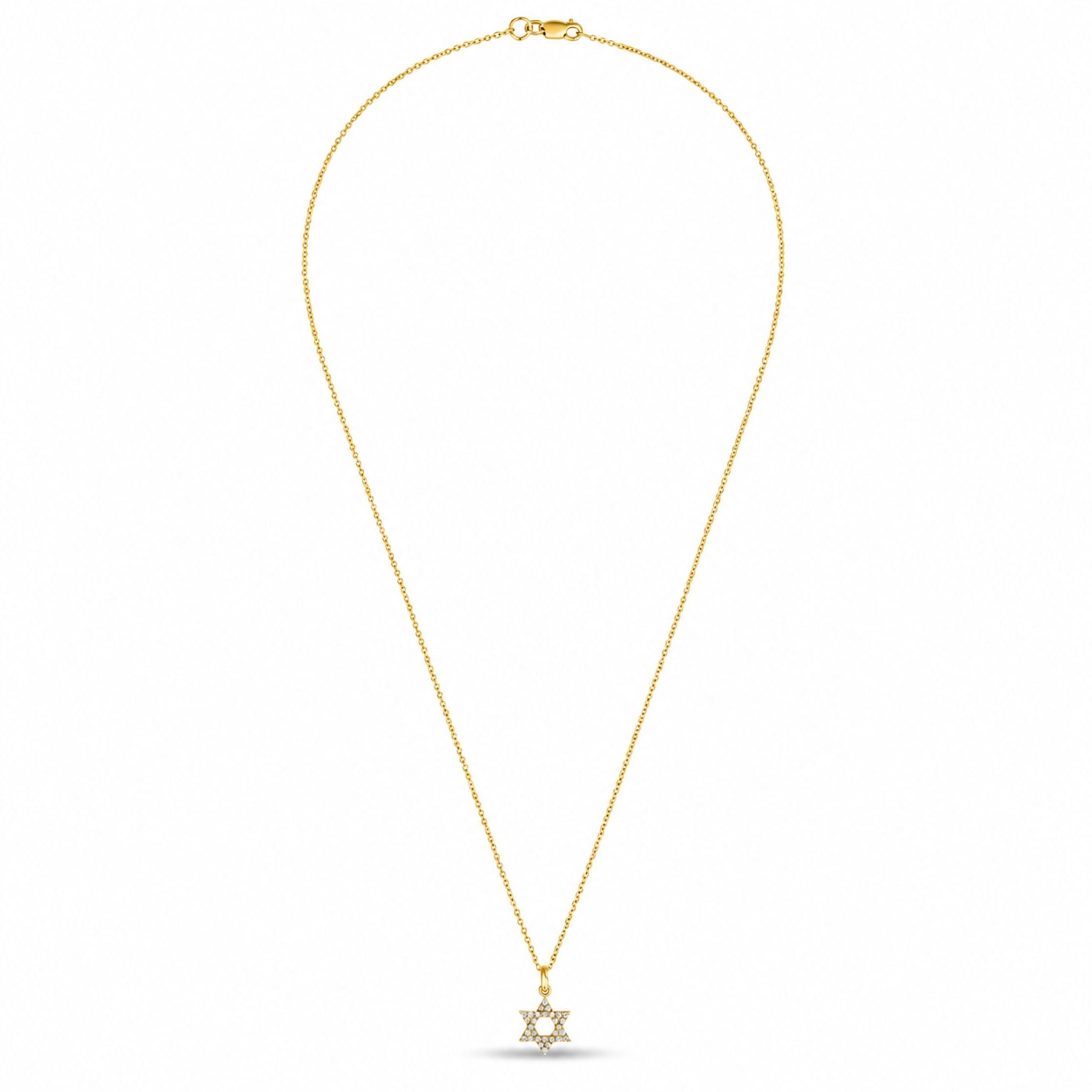 Star of David Diamond Necklace in 18K Gold